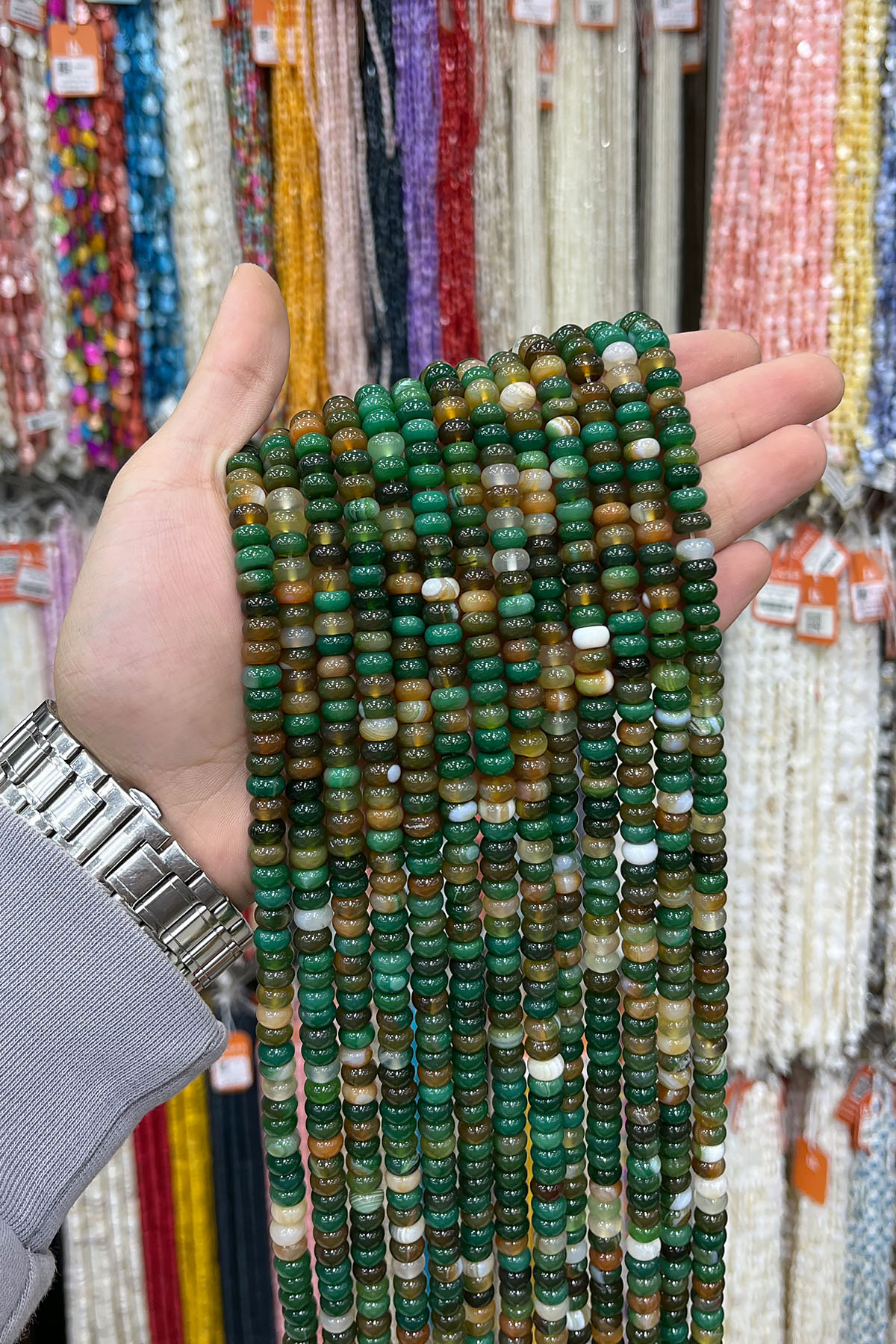 Madagaskar Akik Doğal Taş Koyu Yeşil 5x8mm Dizi