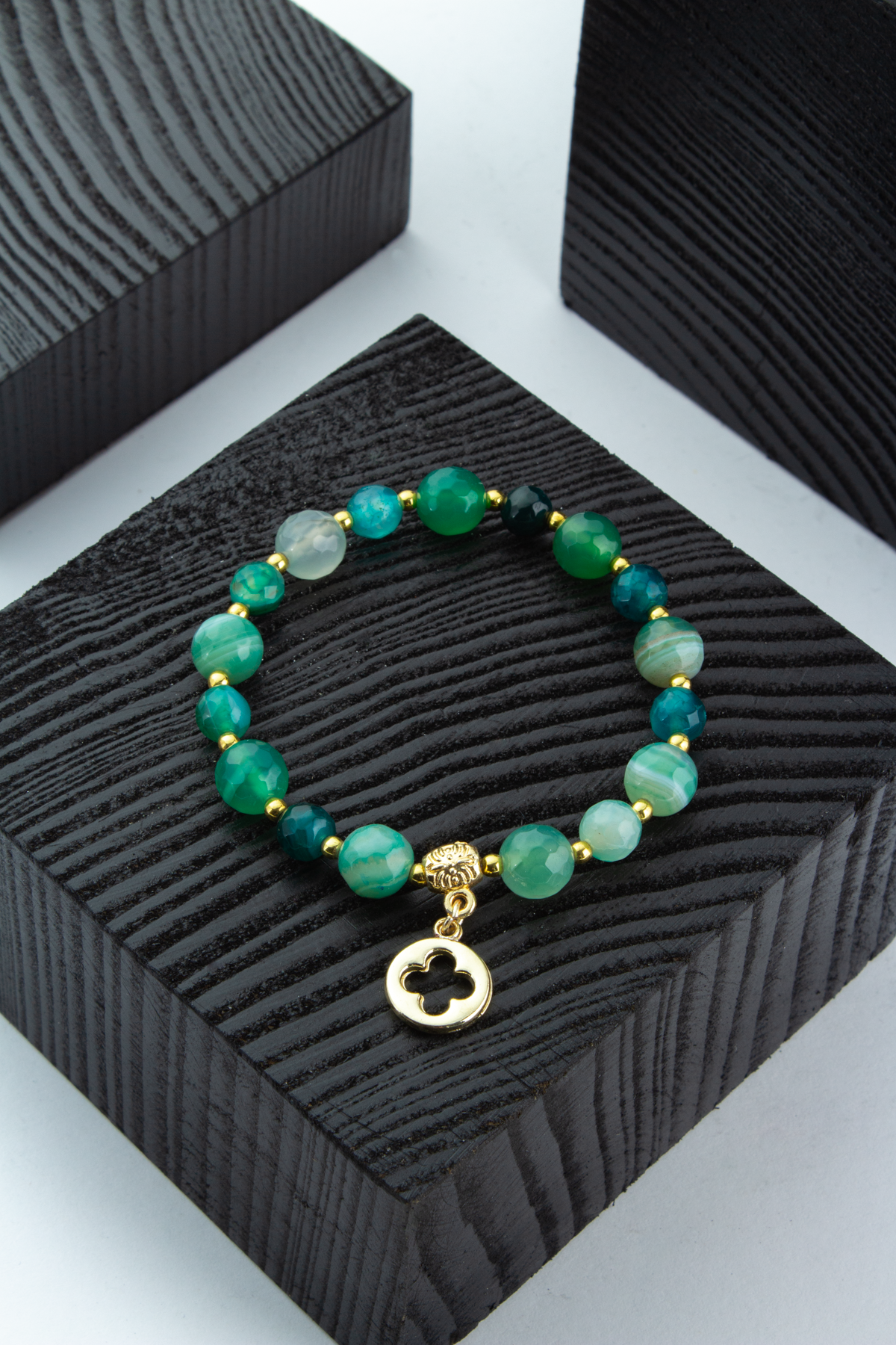 Madagaskar Akik Doğal Taş Küre Faset Kesim Bileklik