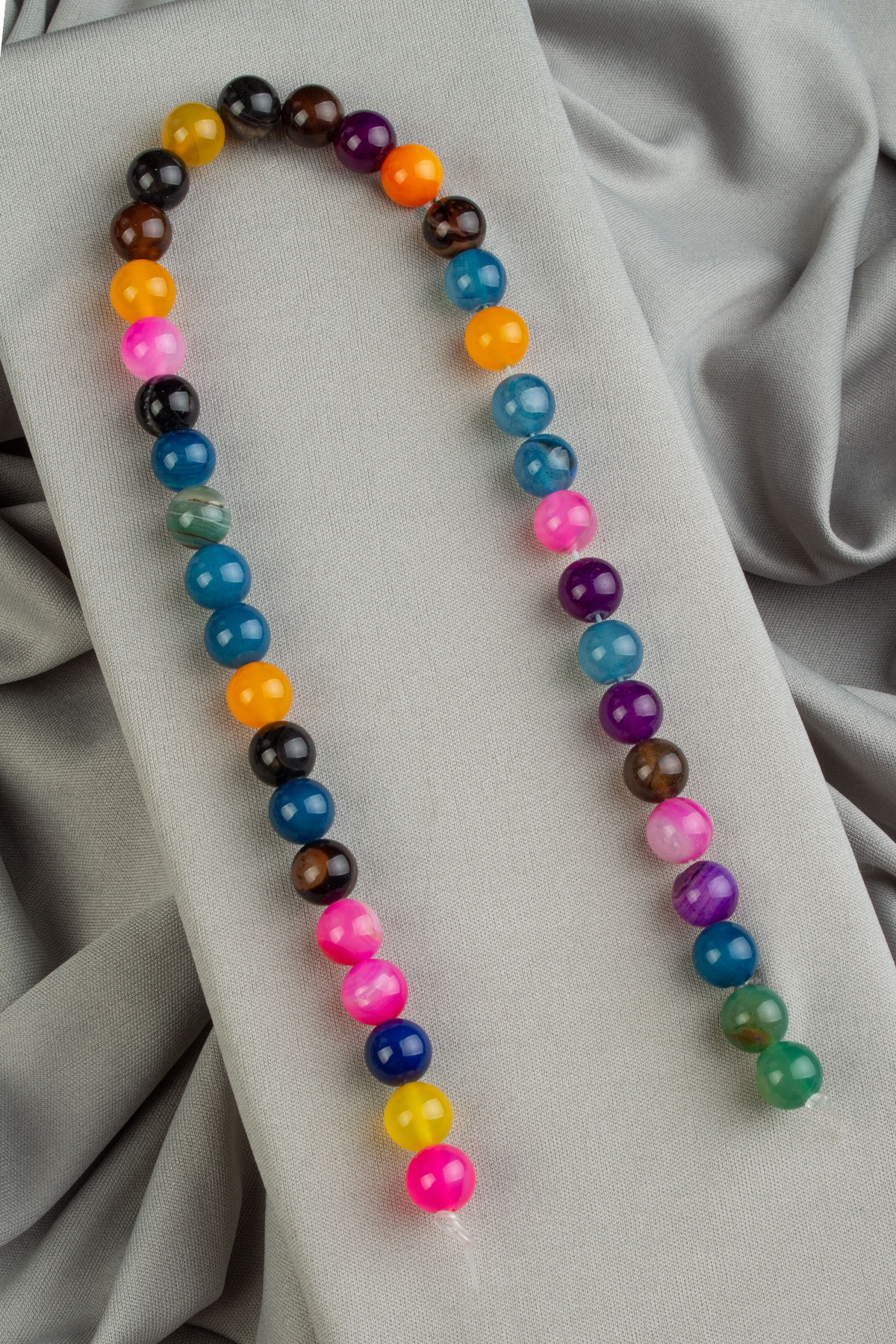 Madagaskar Akik Doğal Taş Parlak Karışık Küre Kesim 10mm Dizi