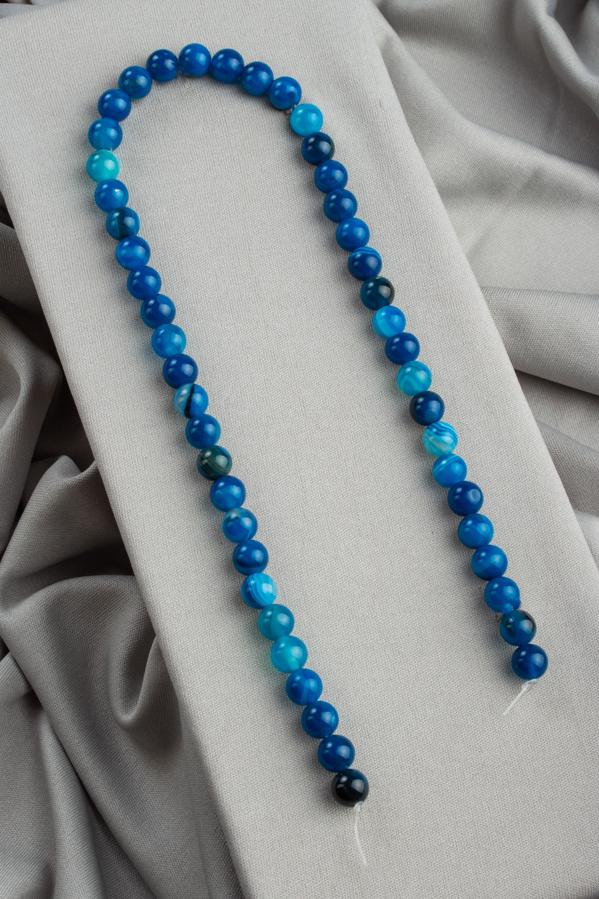 Madagaskar Akik Doğal Taş Parlak Mavi Küre Kesim 8mm Dizi