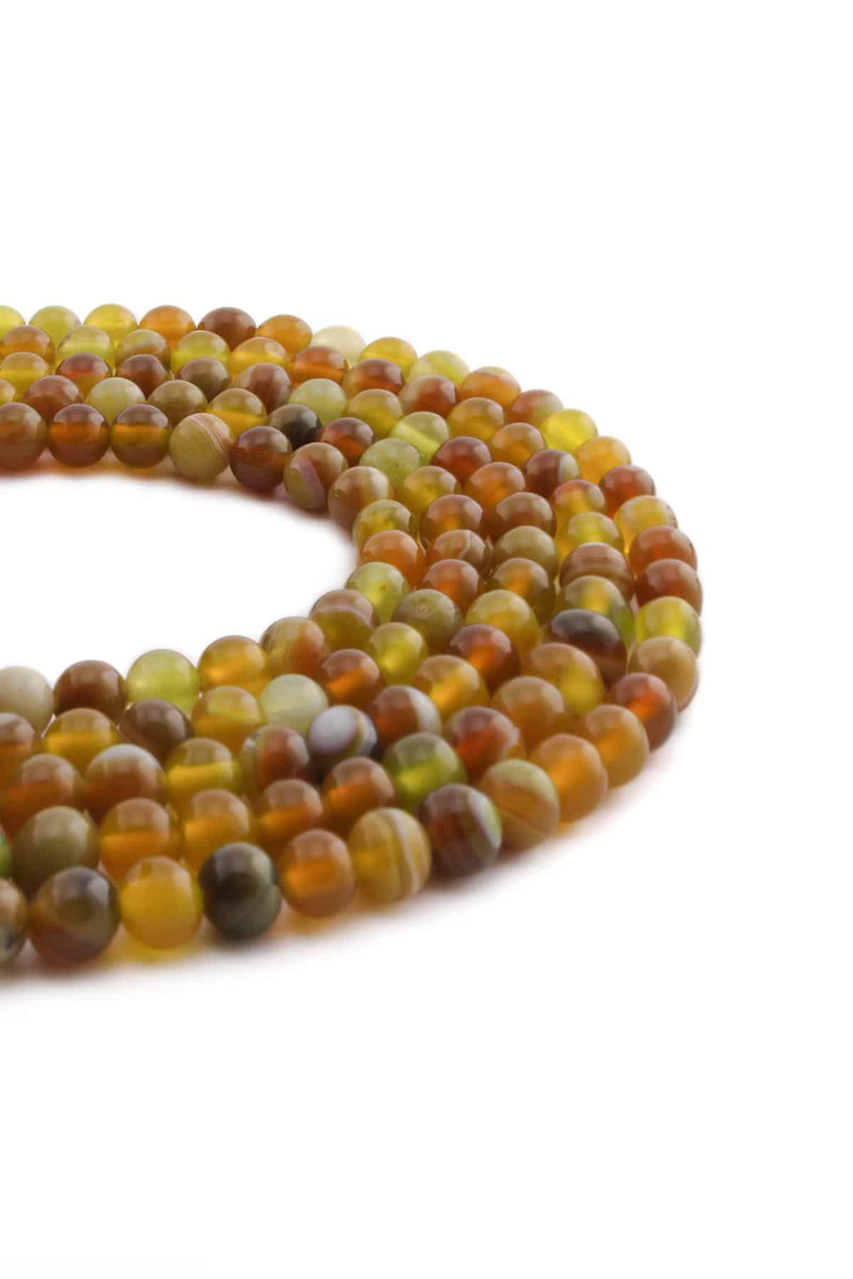 Madagaskar Akik Doğal Taş Parlak Sarı Küre Kesim 6mm Dizi