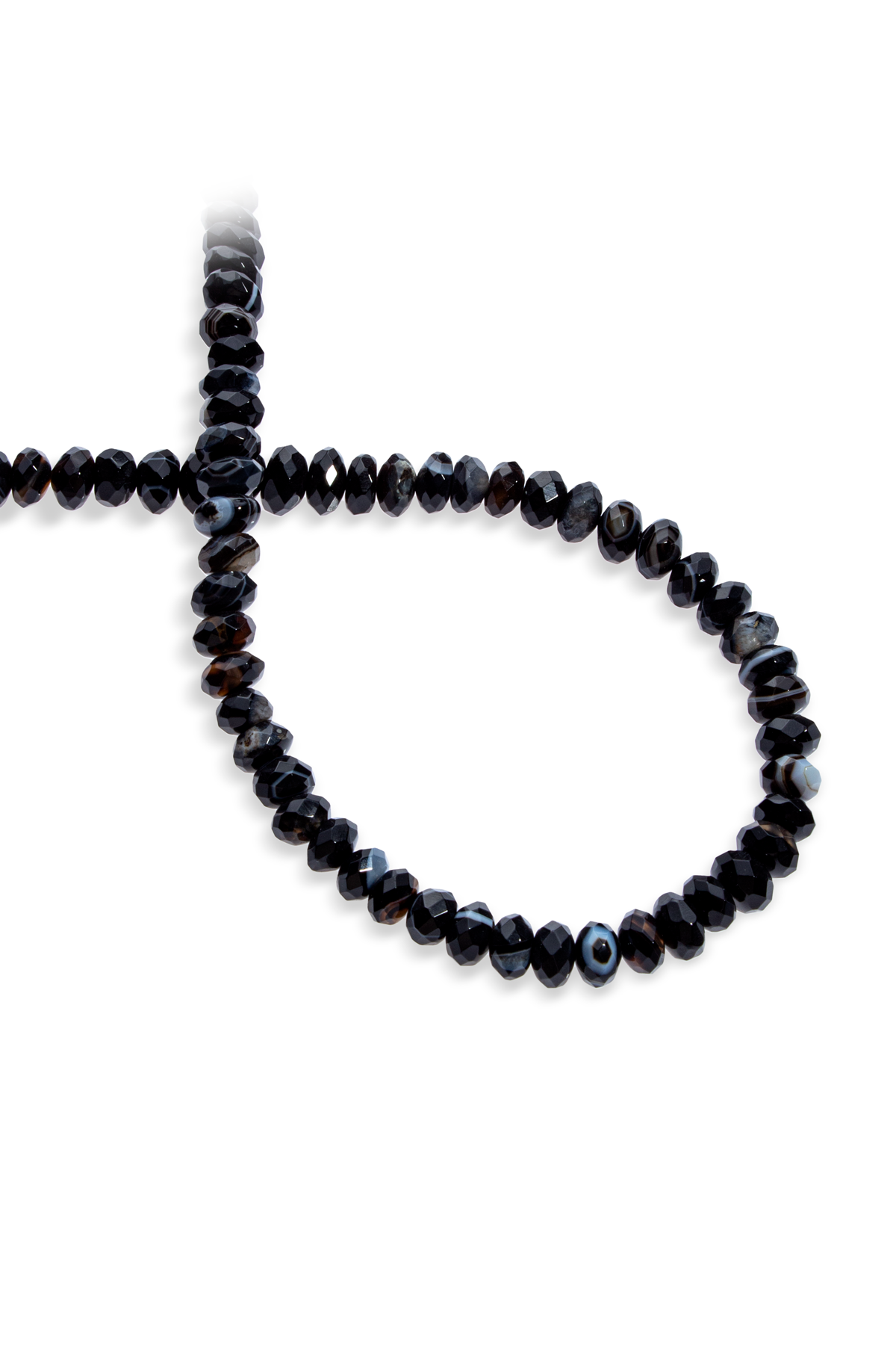 Madagaskar Akik Doğal Taş Parlak Siyah Faset Ronela Kesim 8mm Dizi