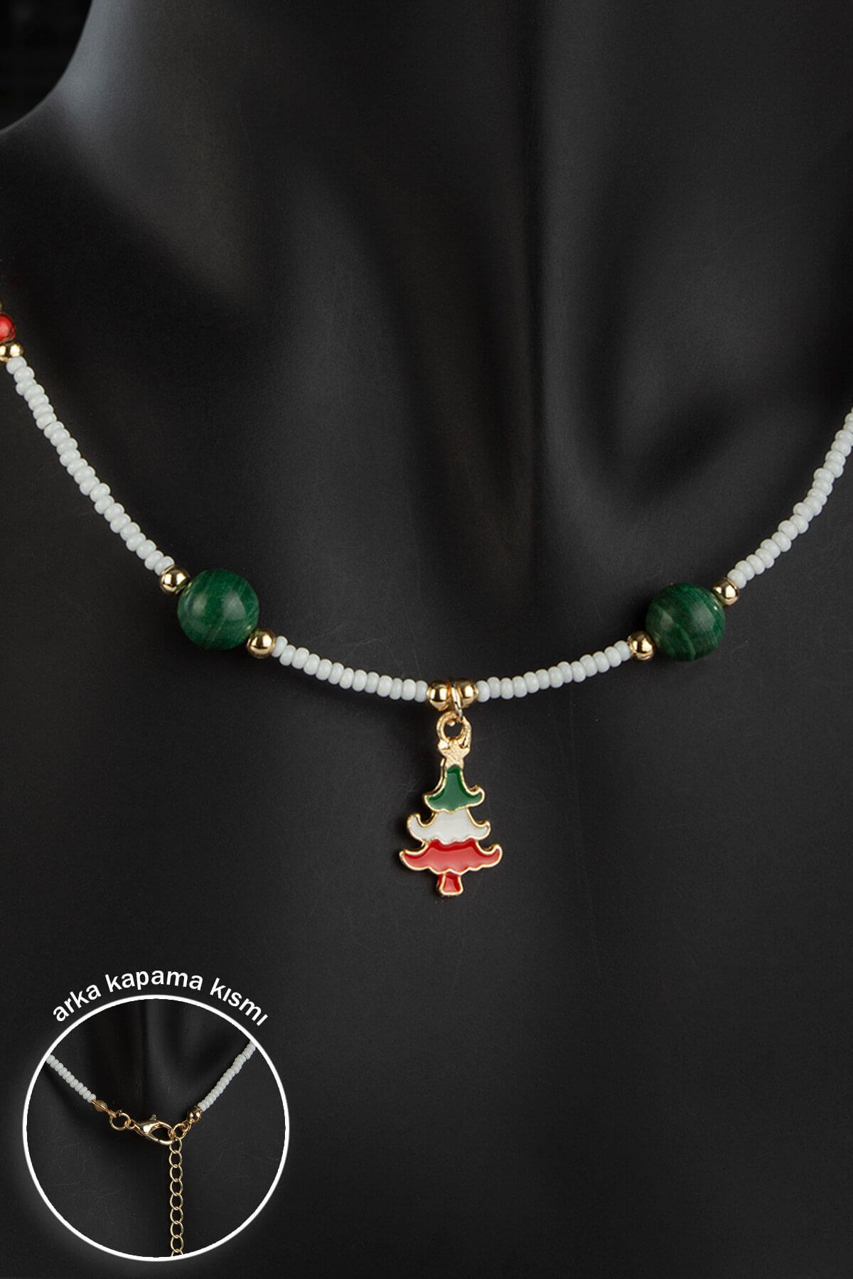 Sıkma Malakit Doğal Taş Küre Kesim Yılbaşı Kolye