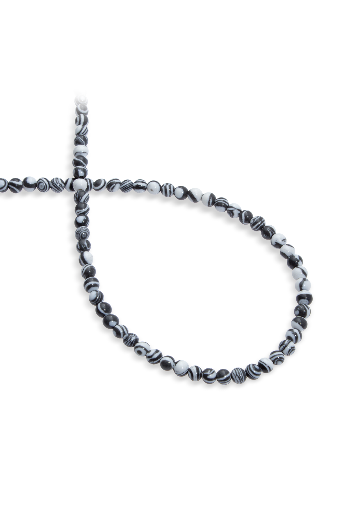 Malakit Sıkma Doğal Taş Siyah Beyaz Küre Kesim 4mm Dizi [B+]