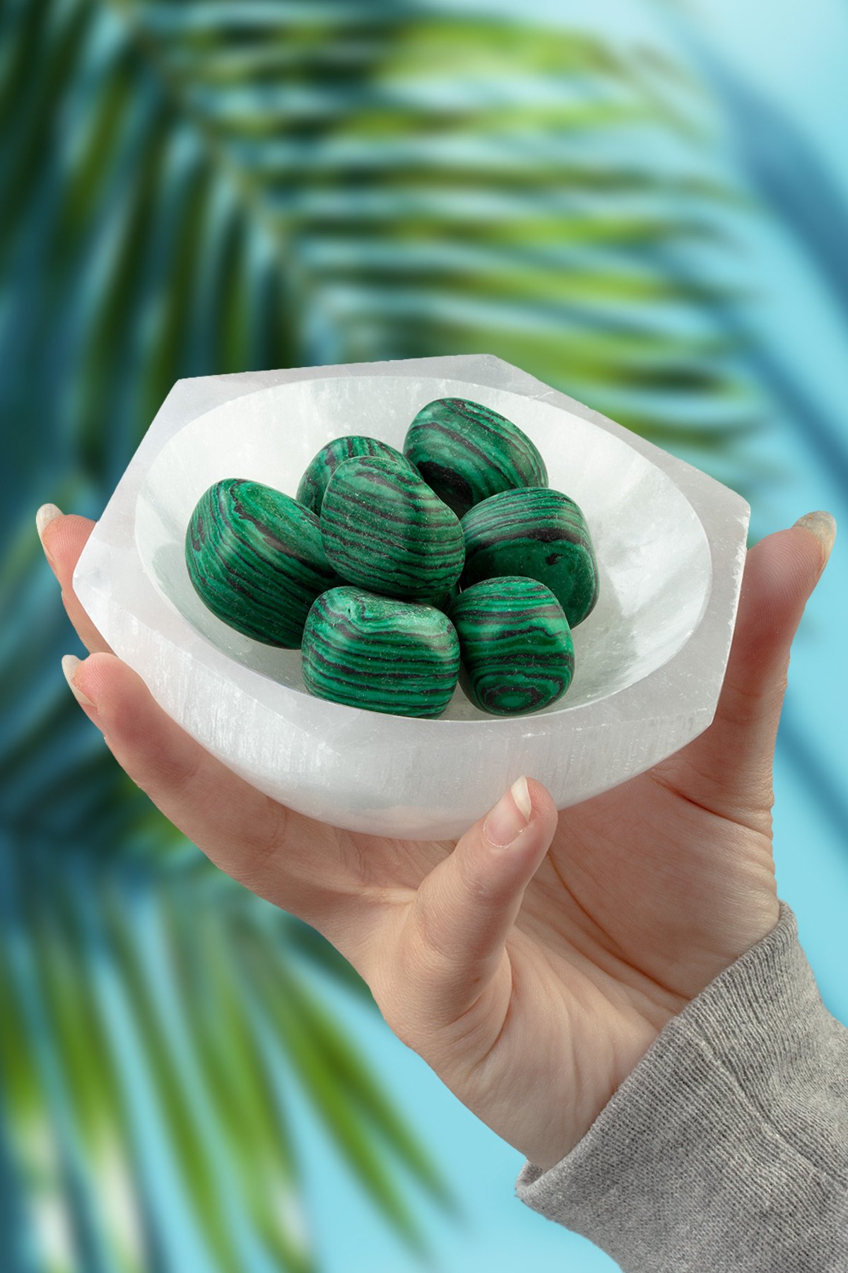 Sıkma Malakit Taşı Tamburlanmış Kütle - 100 Gram