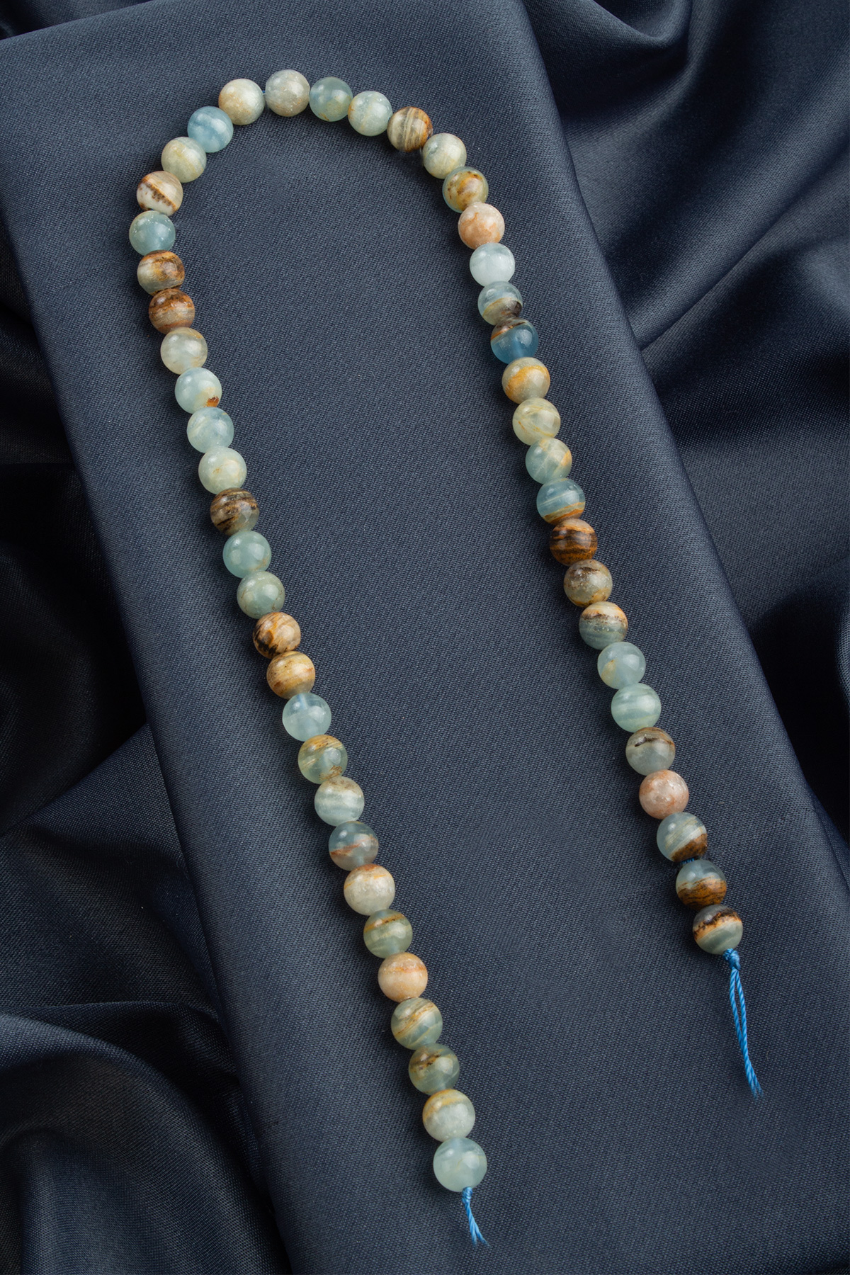 Mavi Kalsit Doğal Taş Küre Kesim 8mm Dizi