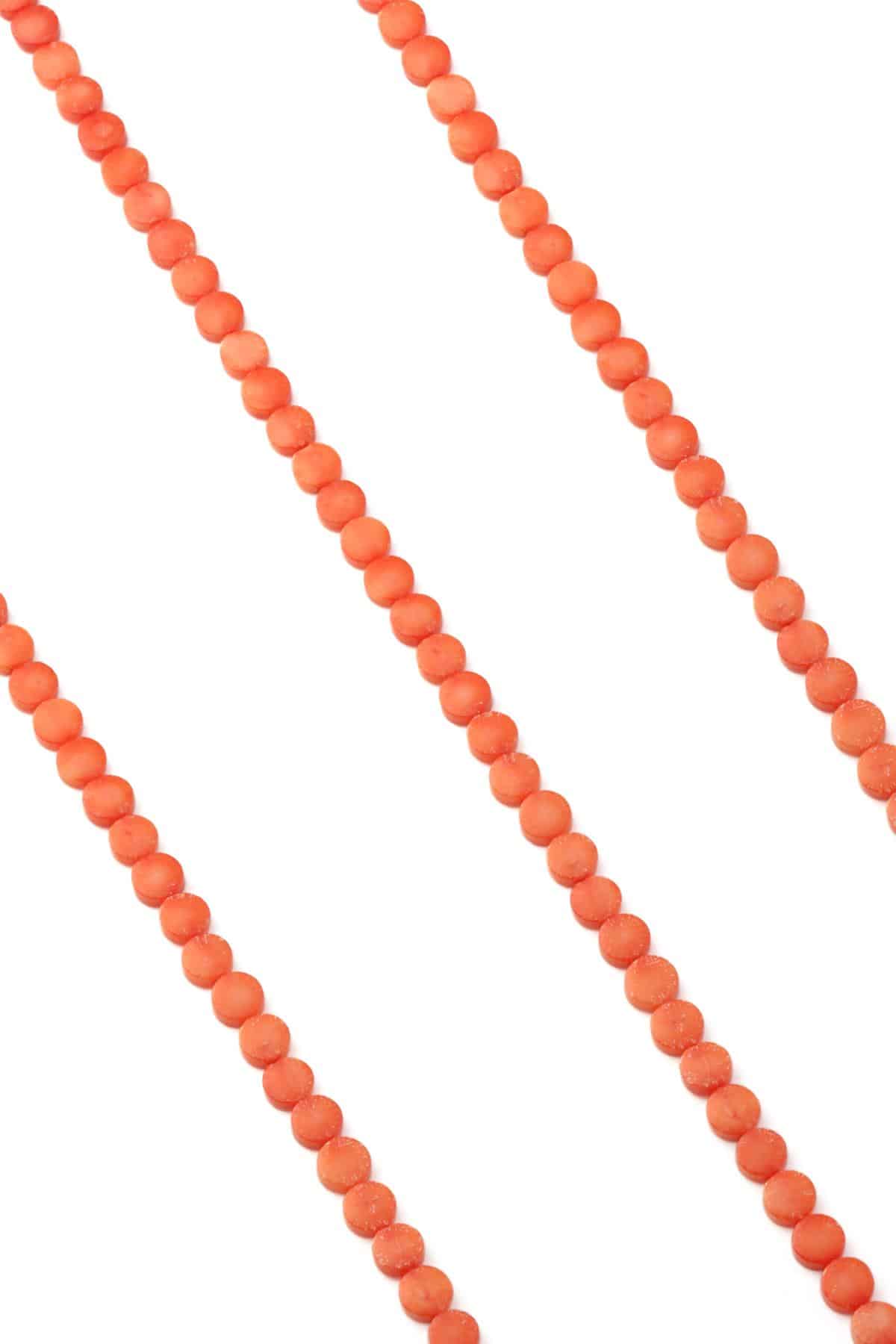 Mercan Doğal Taş Parlak Yassı Yuvarlak Kesim 3x6mm Dizi [AA]