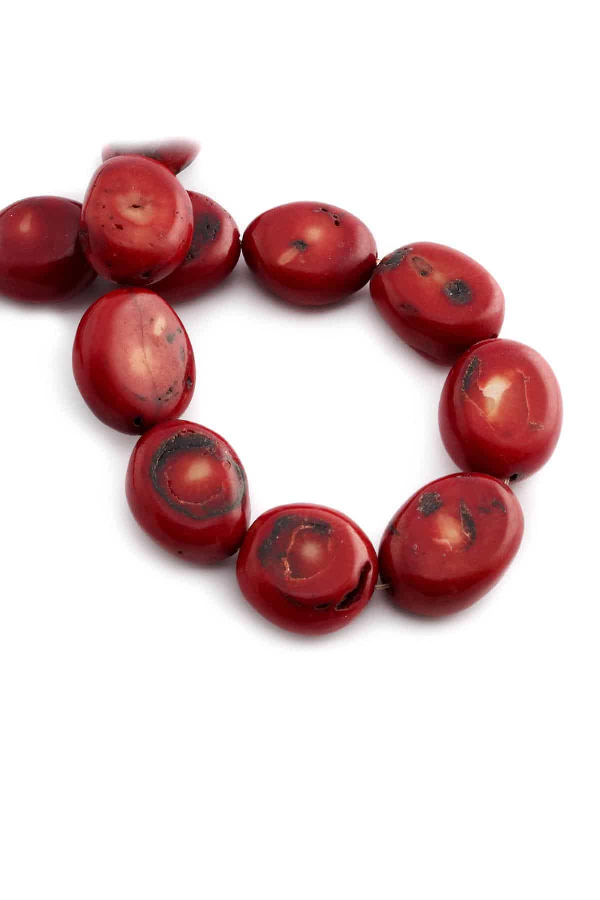 Mercan Doğal Taş Parlak Kırmızı Amorf Kesim 22x27mm Dizi [AA]