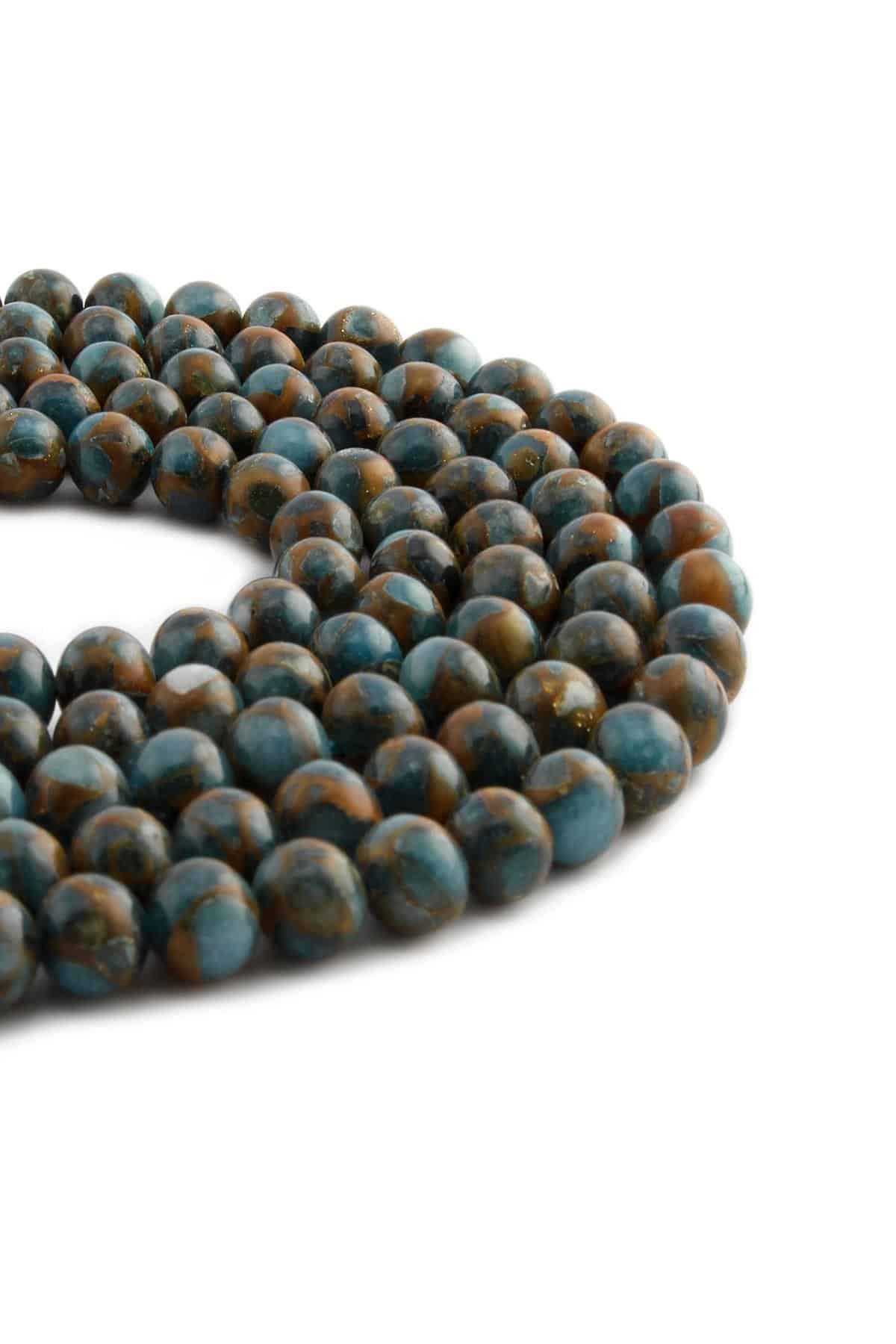 Mix Doğal Taş Buz Mavisi Küre Kesim 8mm Dizi