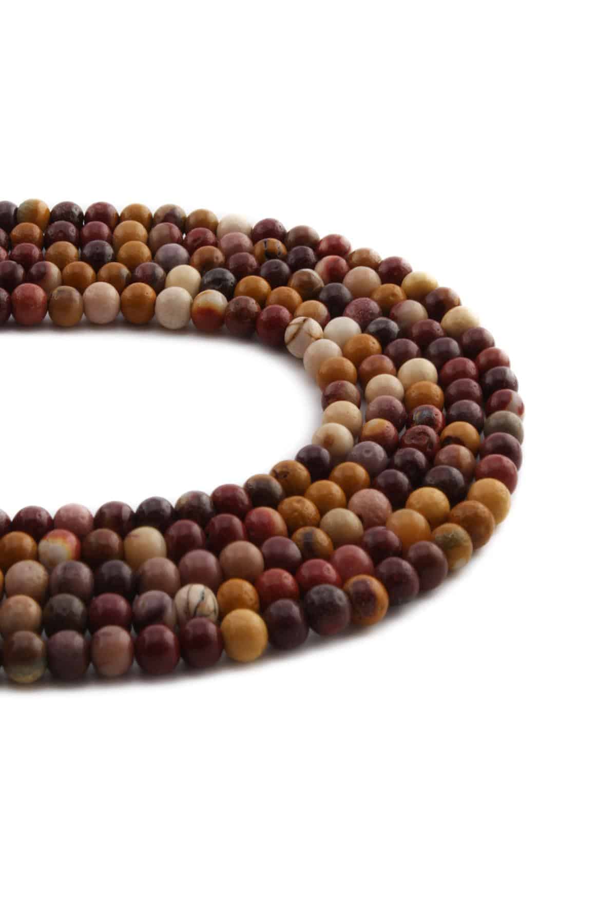 Mokait Jasper Doğal Taş Parlak Küre Kesim 4mm Dizi [AA]