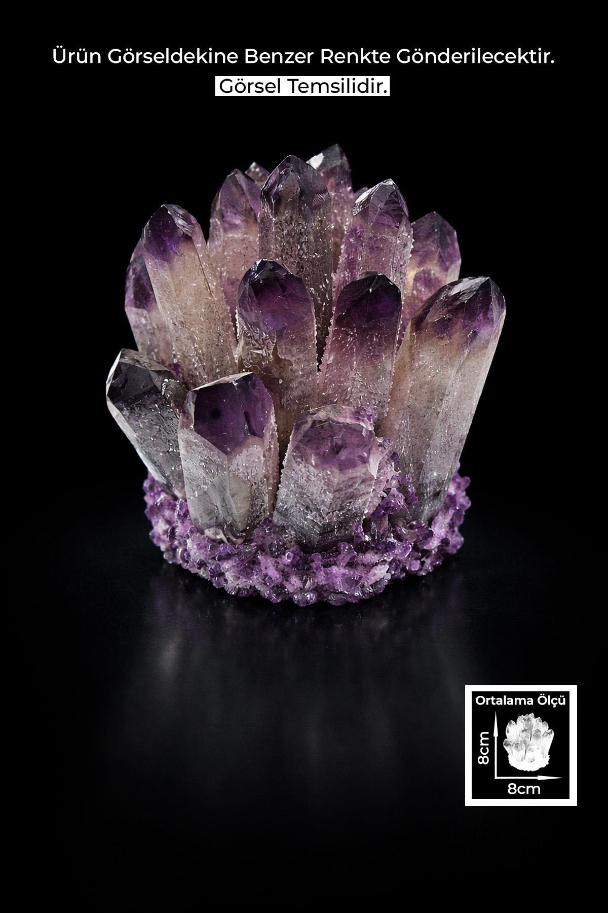 Mor Kuvars Taşı Kristal Kesim Ham Kütle Dekoratif Obje