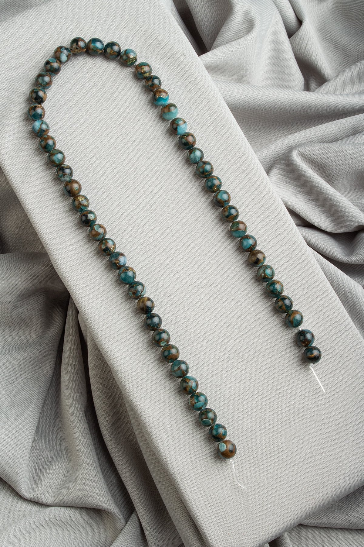 Murano Kuvars Doğal Taş Parlak Karışık Küre Kesim 8mm Dizi