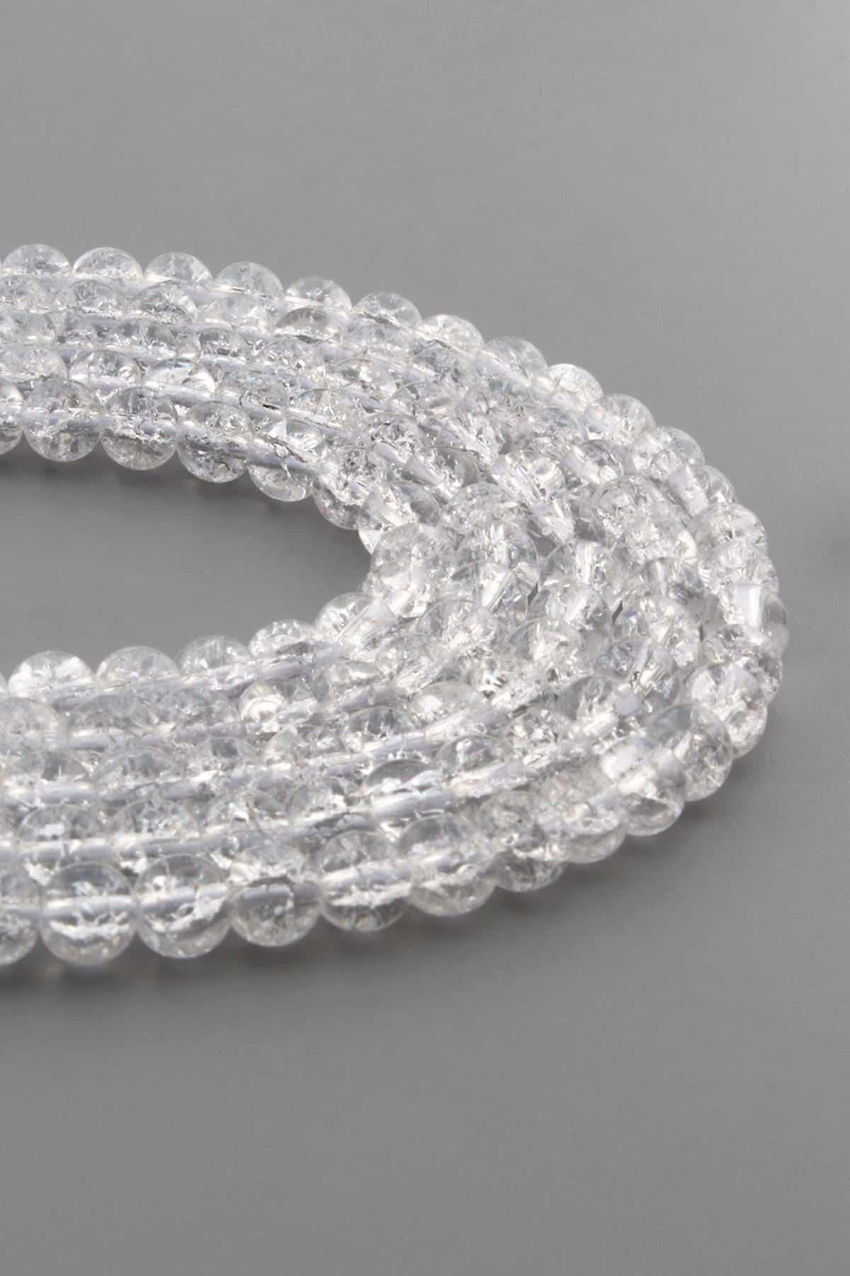 Necef Taşı Parlak Beyaz Küre Kesim 6mm Dizi [AA]