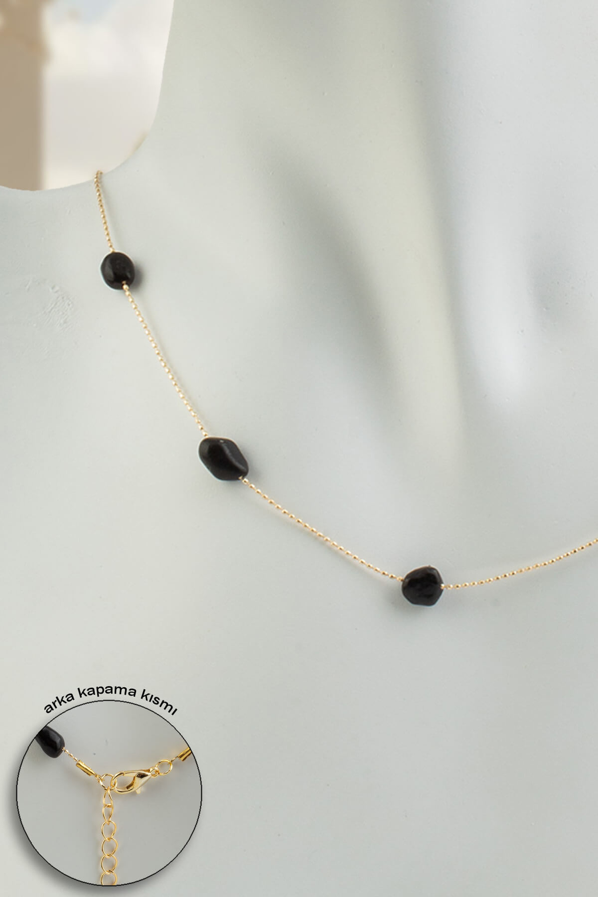 Obsidyen Doğal Taş Tımbıl Kesim Taş Yapıştırma Kolye