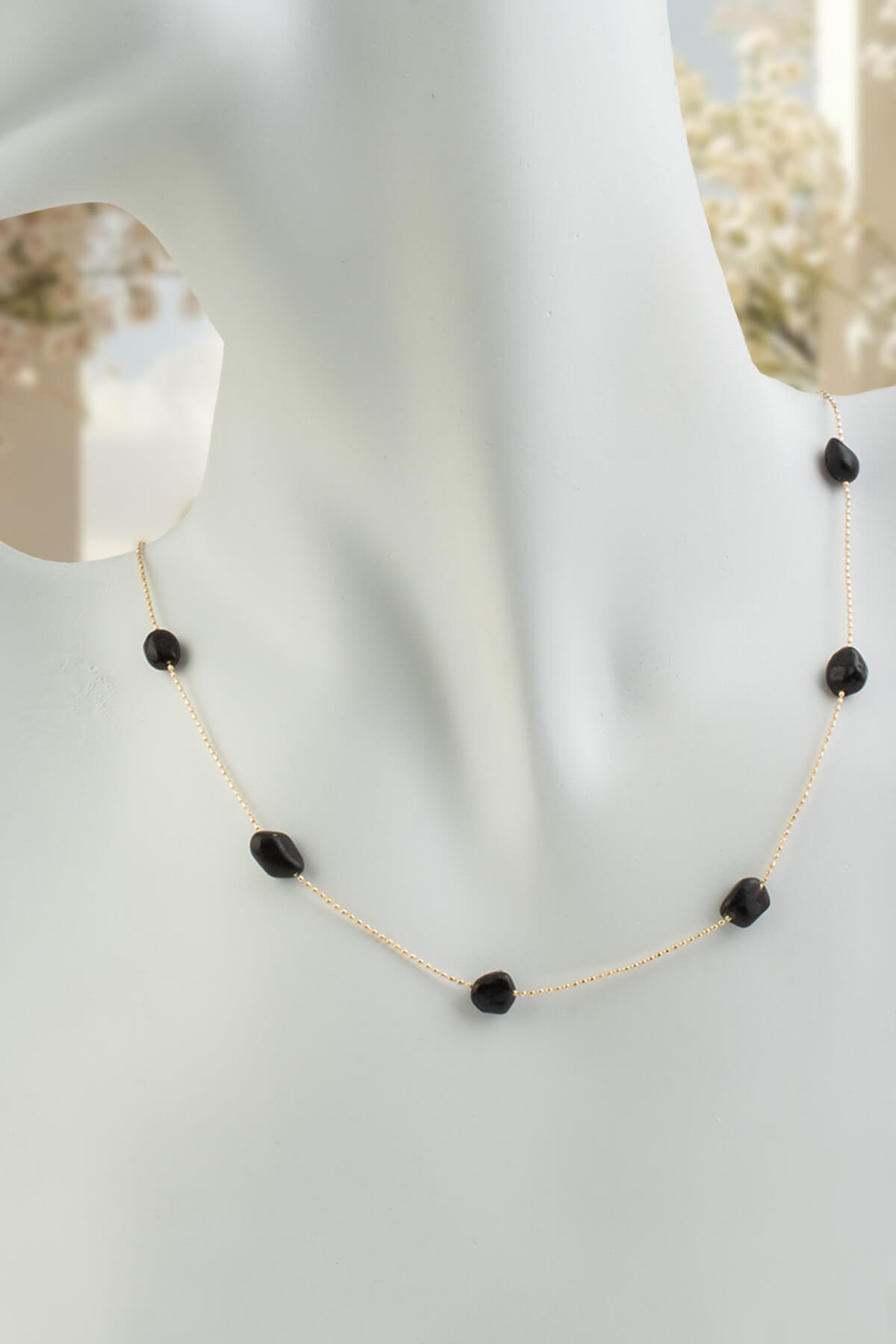 Obsidyen Doğal Taş Tımbıl Kesim Taş Yapıştırma Kolye