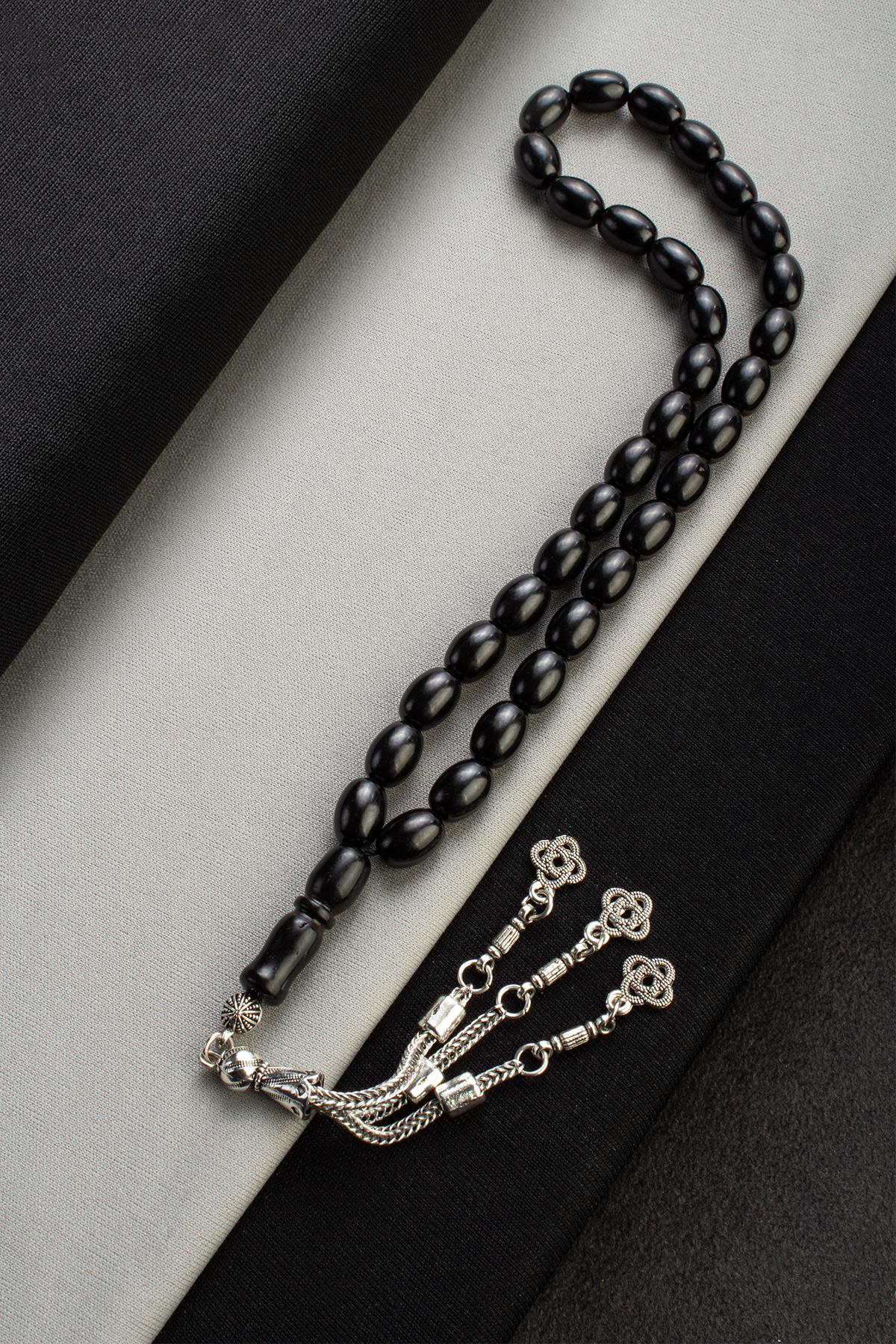 Oltu Taşı Doğal Taş Arpa Kesim 33 lü 10 mm Tesbih