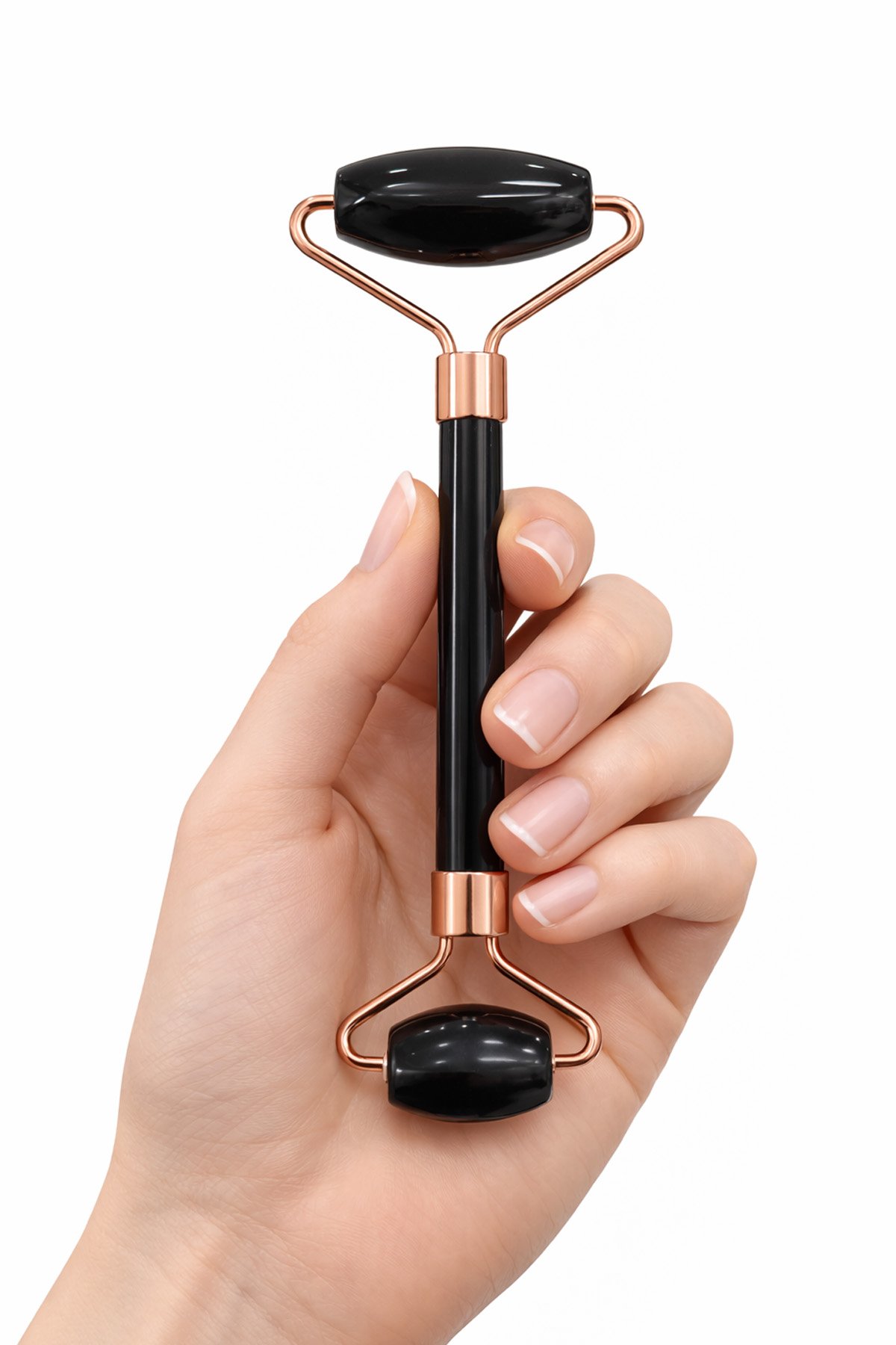 Oniks Taşı Face Roller Taşı Yüz Masaj Aleti - Roz Sap