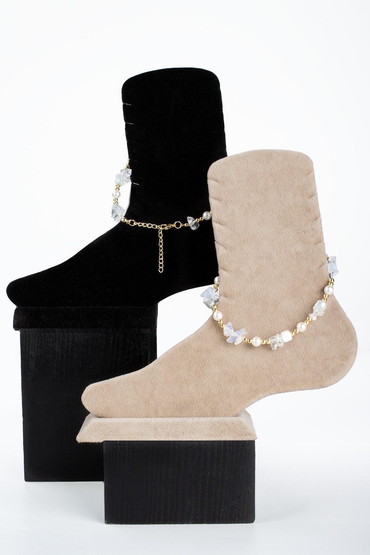 Opal Doğal Kırık Taş Zincir Kapamalı Halhal