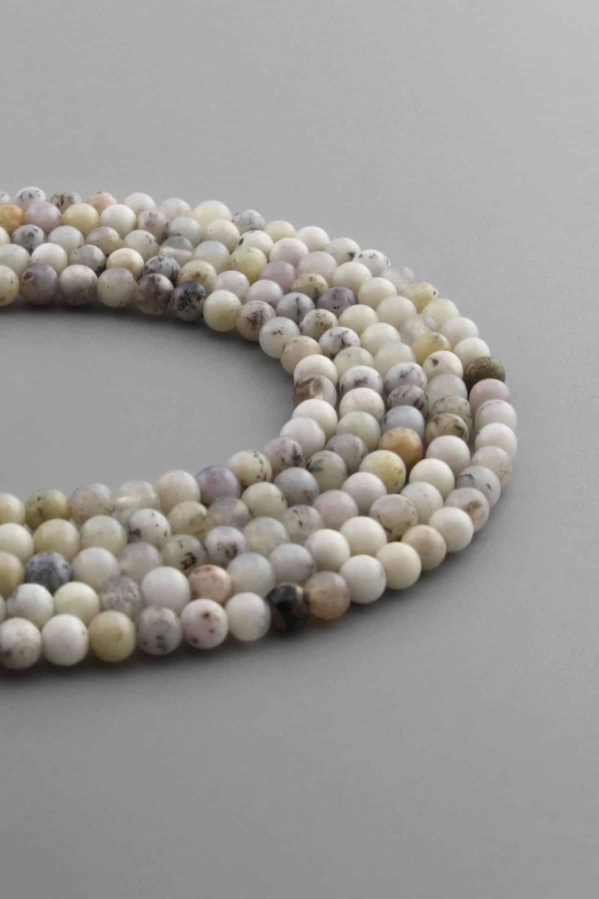 Opal Doğal Taş Parlak Karışık Küre Kesim 4mm Dizi [AA]