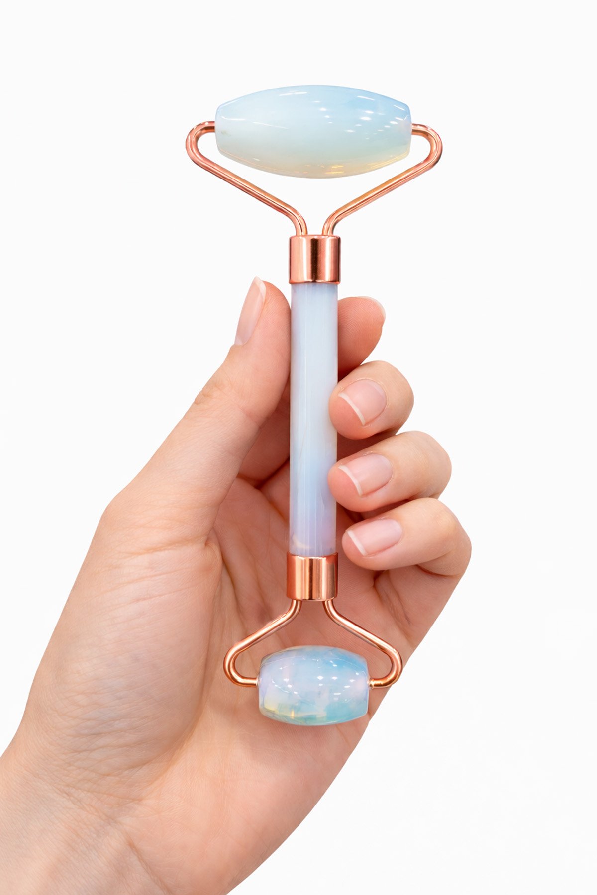 Opal Taşı Face Roller Doğal Taş Yüz Masaj Aleti - Roz Sap