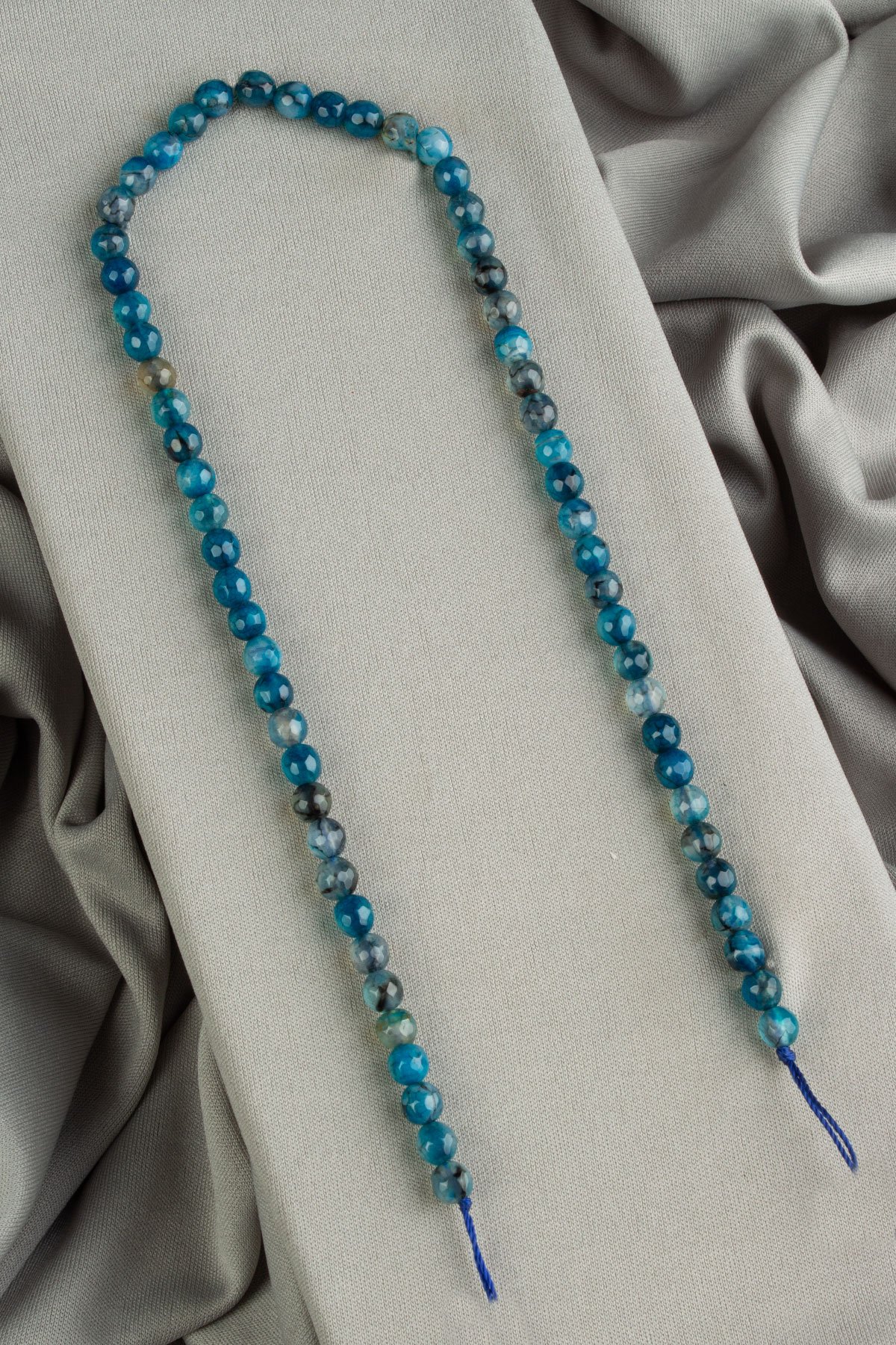 Örümcek Akik Doğal Taş Parlak Mavi Küre Faset Kesim 6mm Dizi [AA]