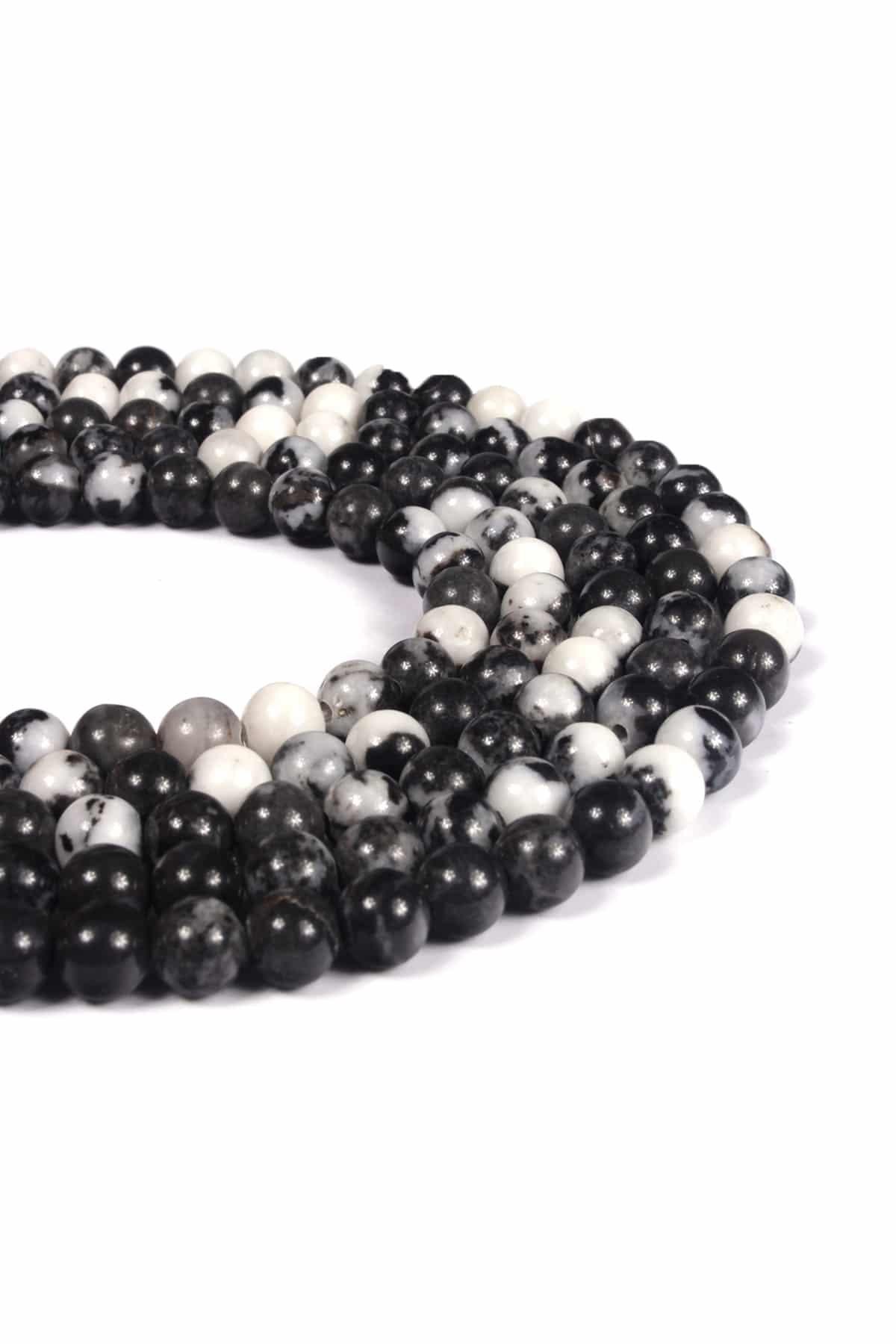 Panda Jasper Doğal Taş Parlak Küre Kesim 6mm Dizi [AA]