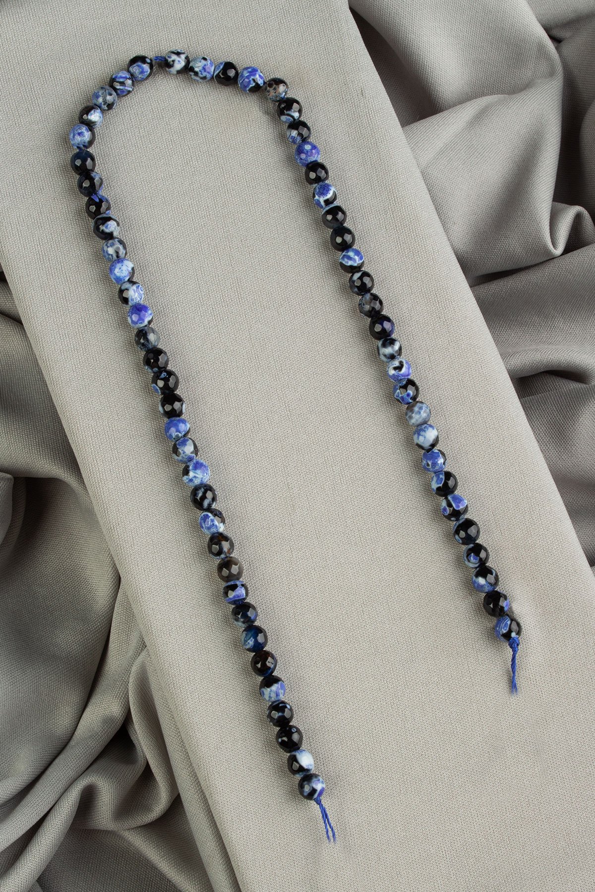 Pat Pat Akik Doğal Taş Parlak Lacivert Küre Faset Kesim 6mm Dizi [AA]