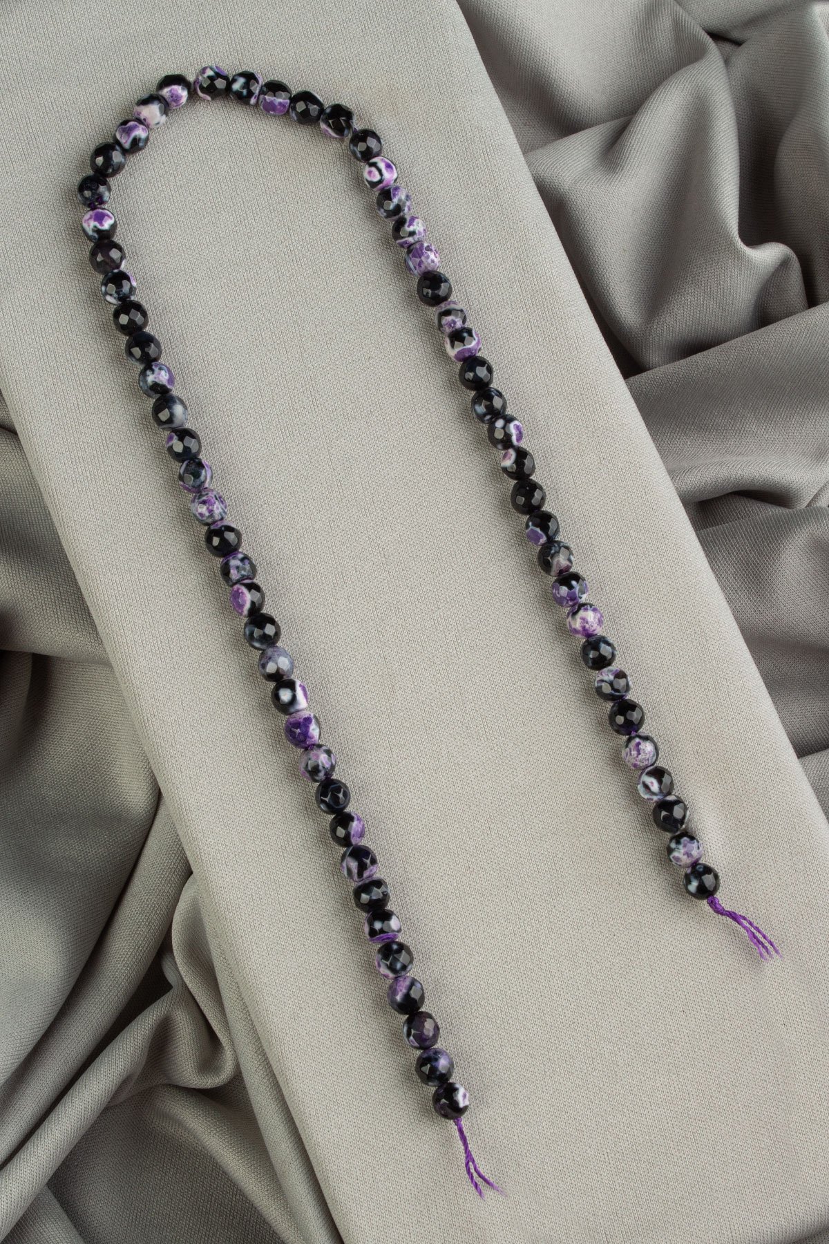 Pat Pat Akik Doğal Taş Parlak Mor Küre Faset Kesim 6mm Dizi [AA]