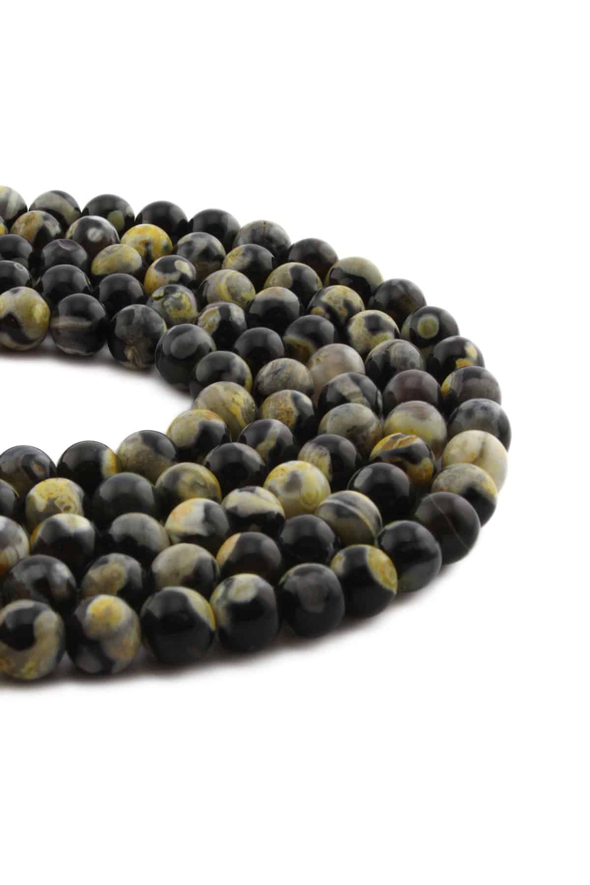 Pat Pat Akik Doğal Taş Parlak Sarı Küre Kesim 8mm Dizi [AA]