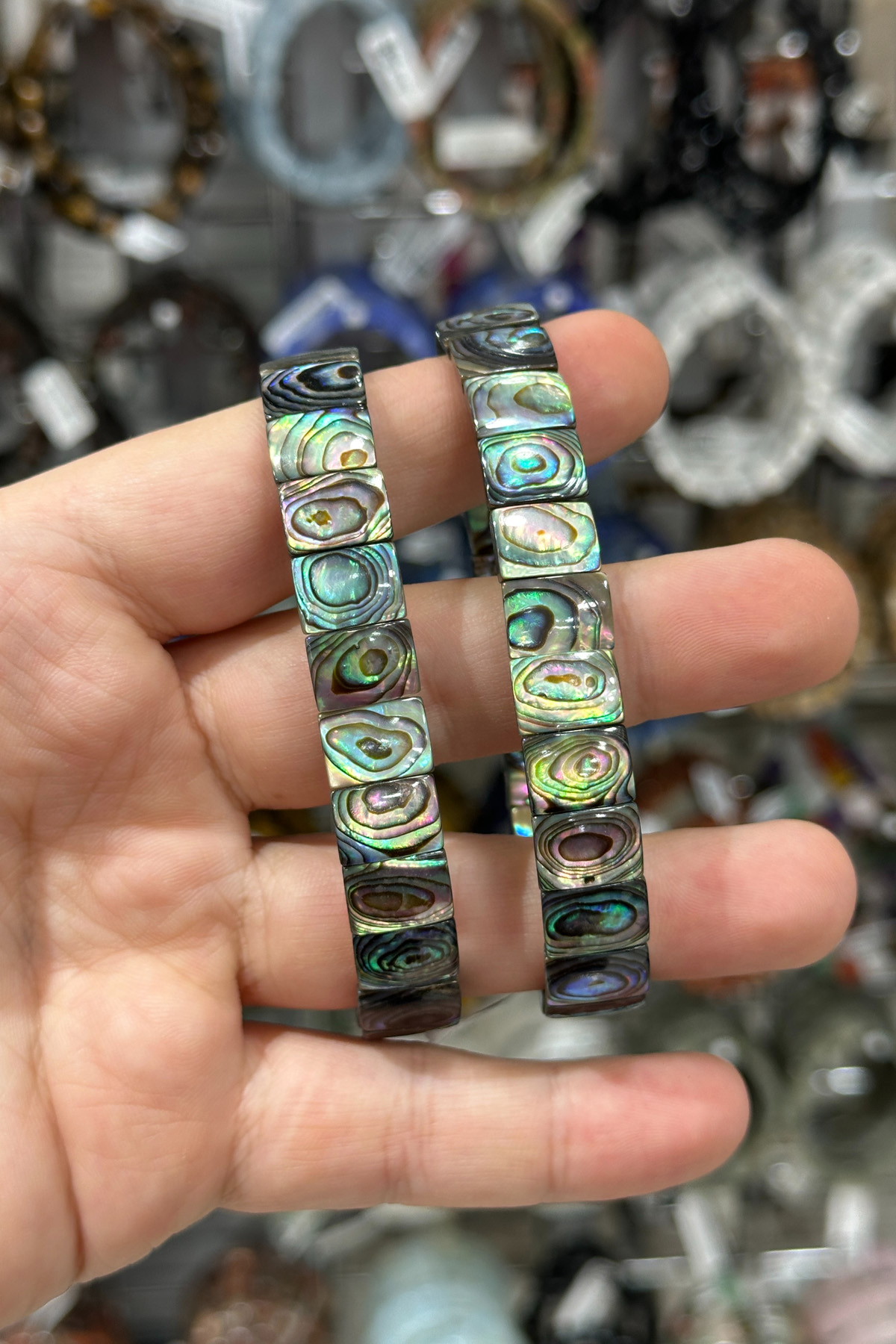 Paua Sedef Doğal Taş Parlak Dikdörtgen Faset Kesim 8x12mm Bileklik