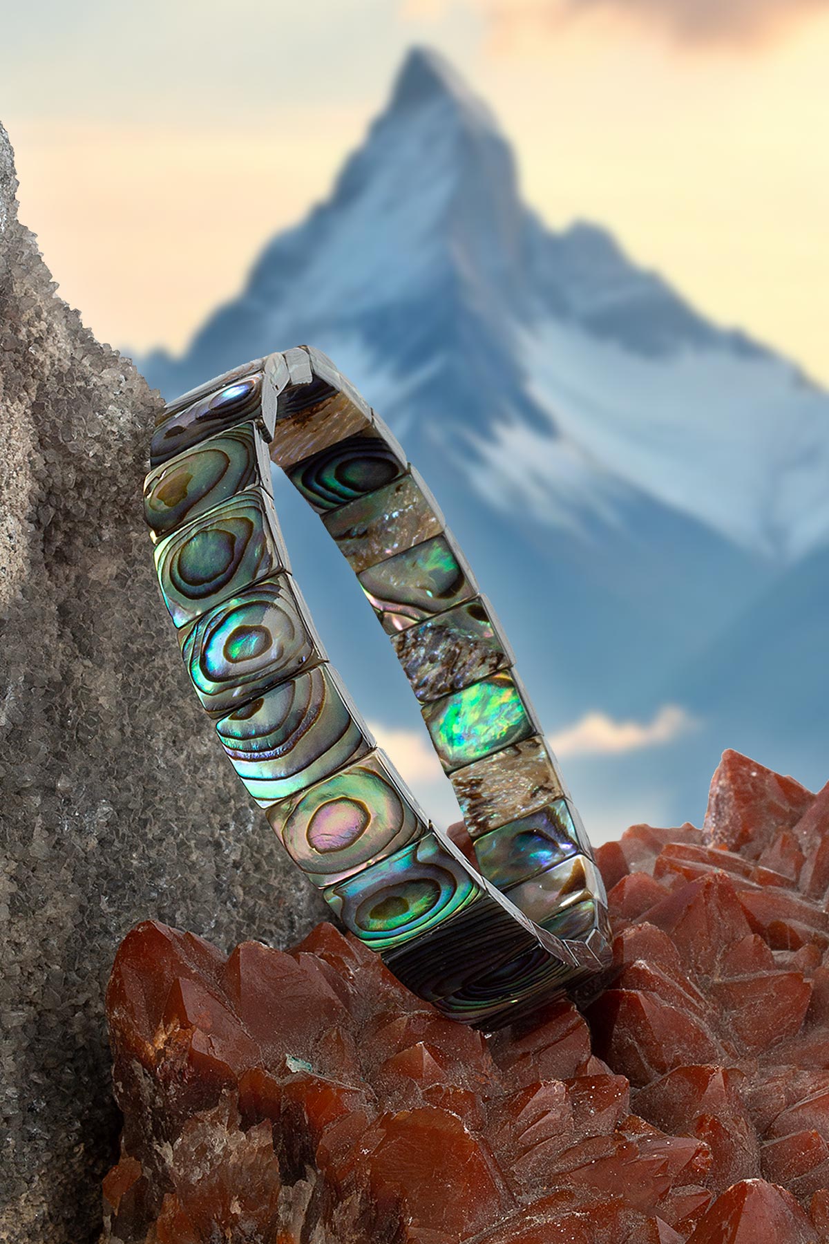 Paua Sedef Doğal Taş Parlak Dikdörtgen Faset Kesim 8x12mm Bileklik