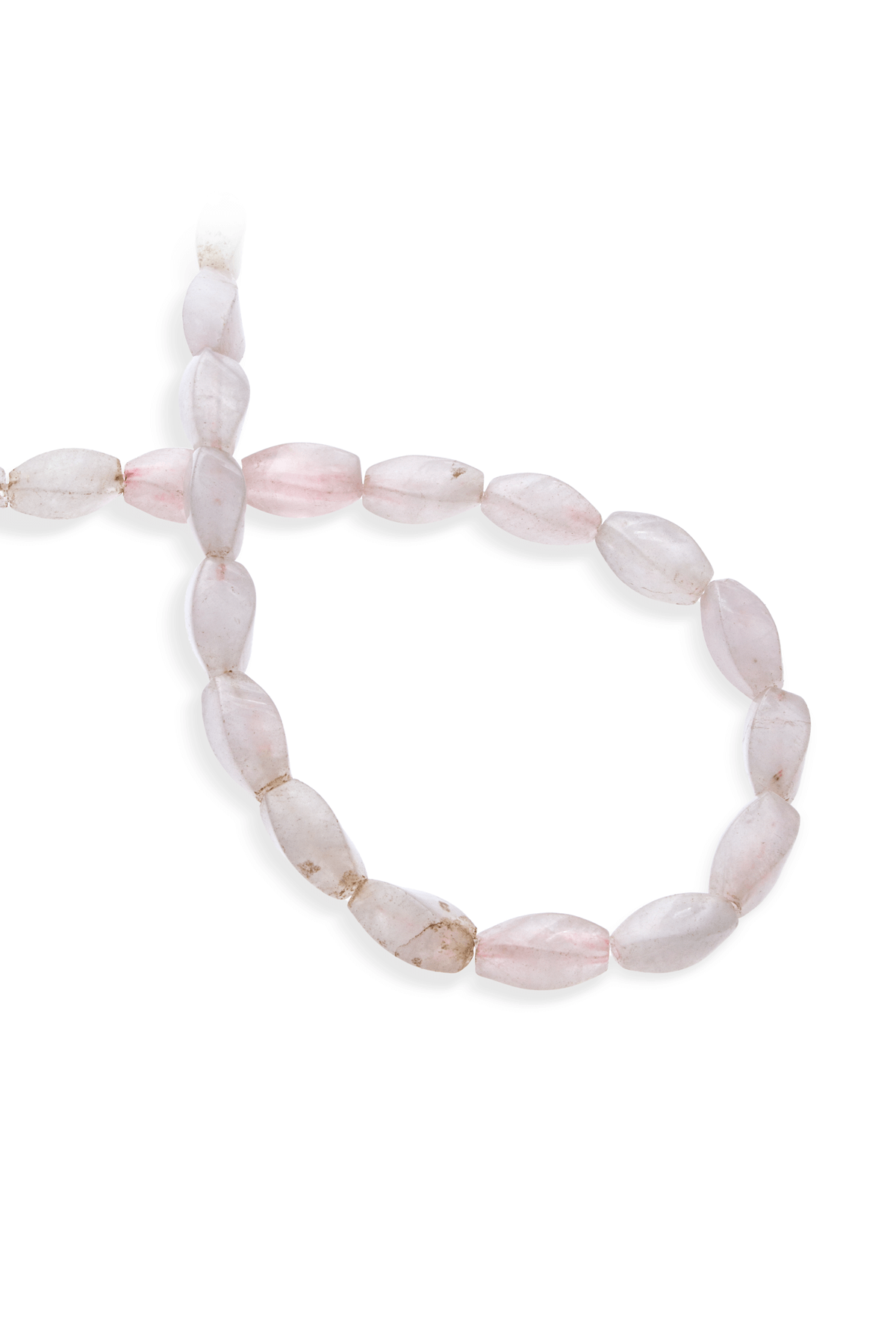 Pembe Kuvars Doğal Taş Faset Arpa Kesim 8x16mm Dizi