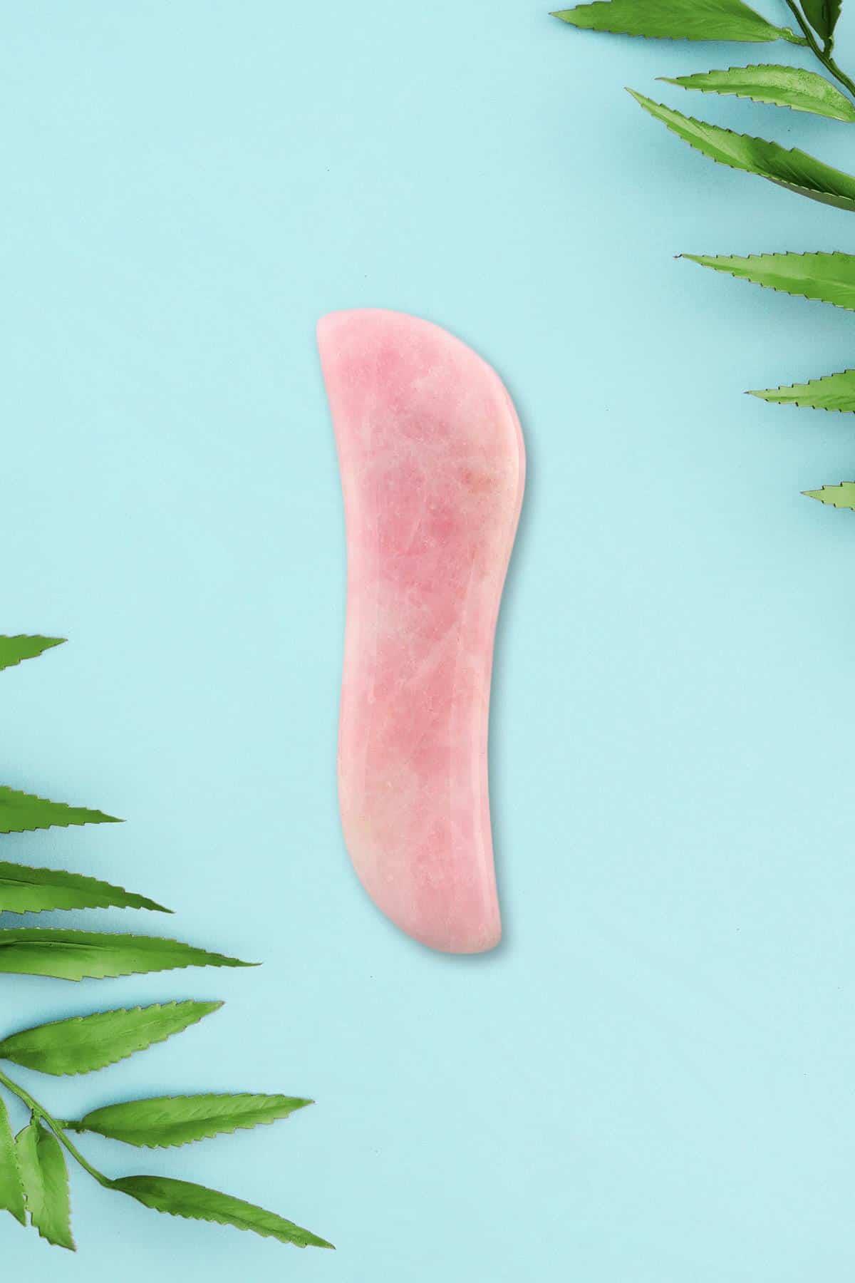 Pembe Kuvars Doğal Taş Gua Sha Yüz Masaj Taşı