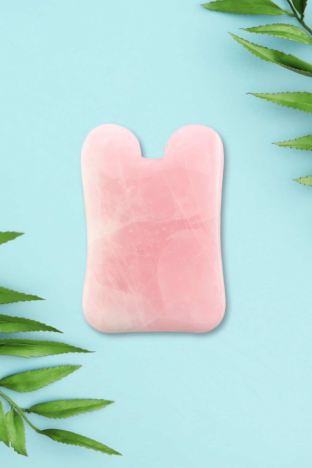 Pembe Kuvars Doğal Taş Gua Sha Yüz Masaj Aleti