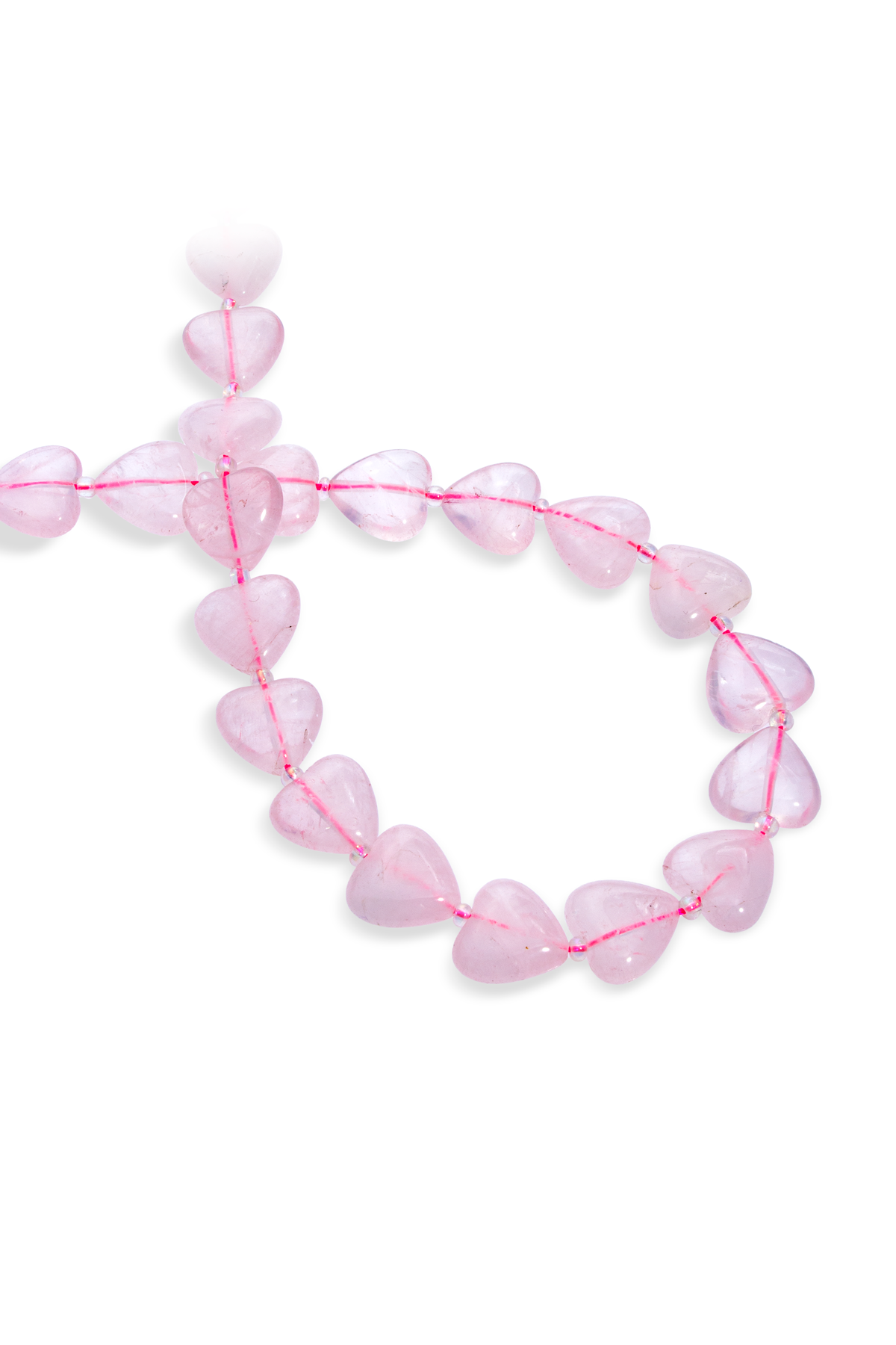 Pembe Kuvars Doğal Taş Kalp Kesim 15mm Dizi