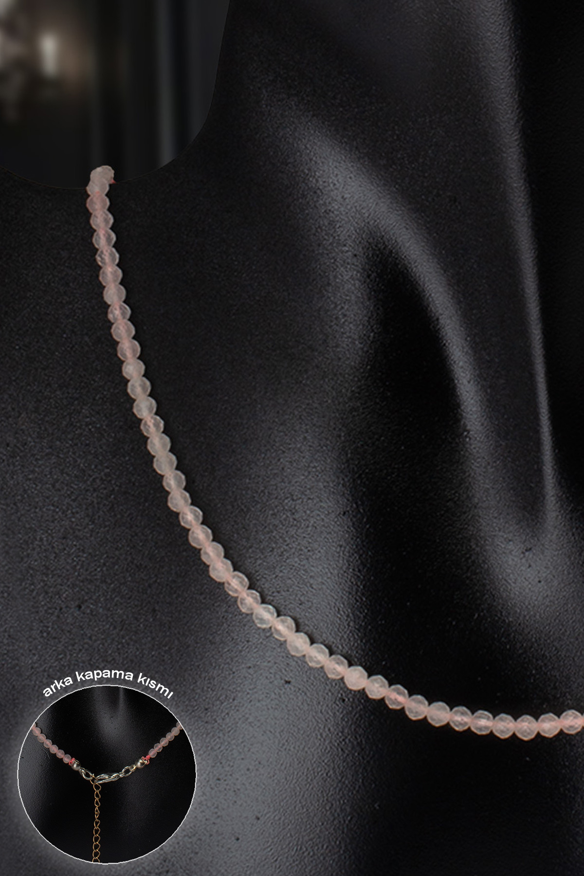 Pembe Kuvars Doğal Taş Kristal Küre Kesim 4mm Kolye