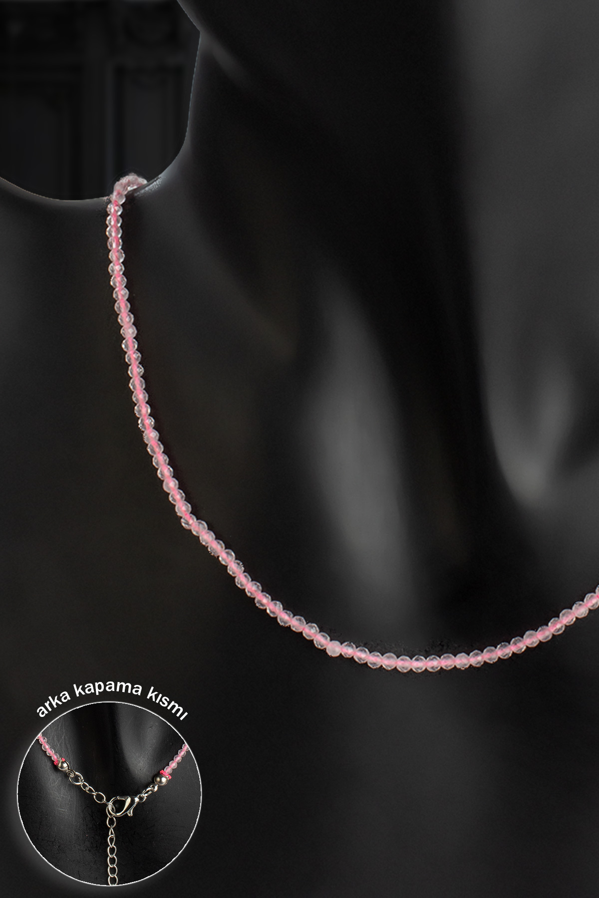 Pembe Kuvars Doğal Taş Kristal Küre Kesim 2mm Kolye