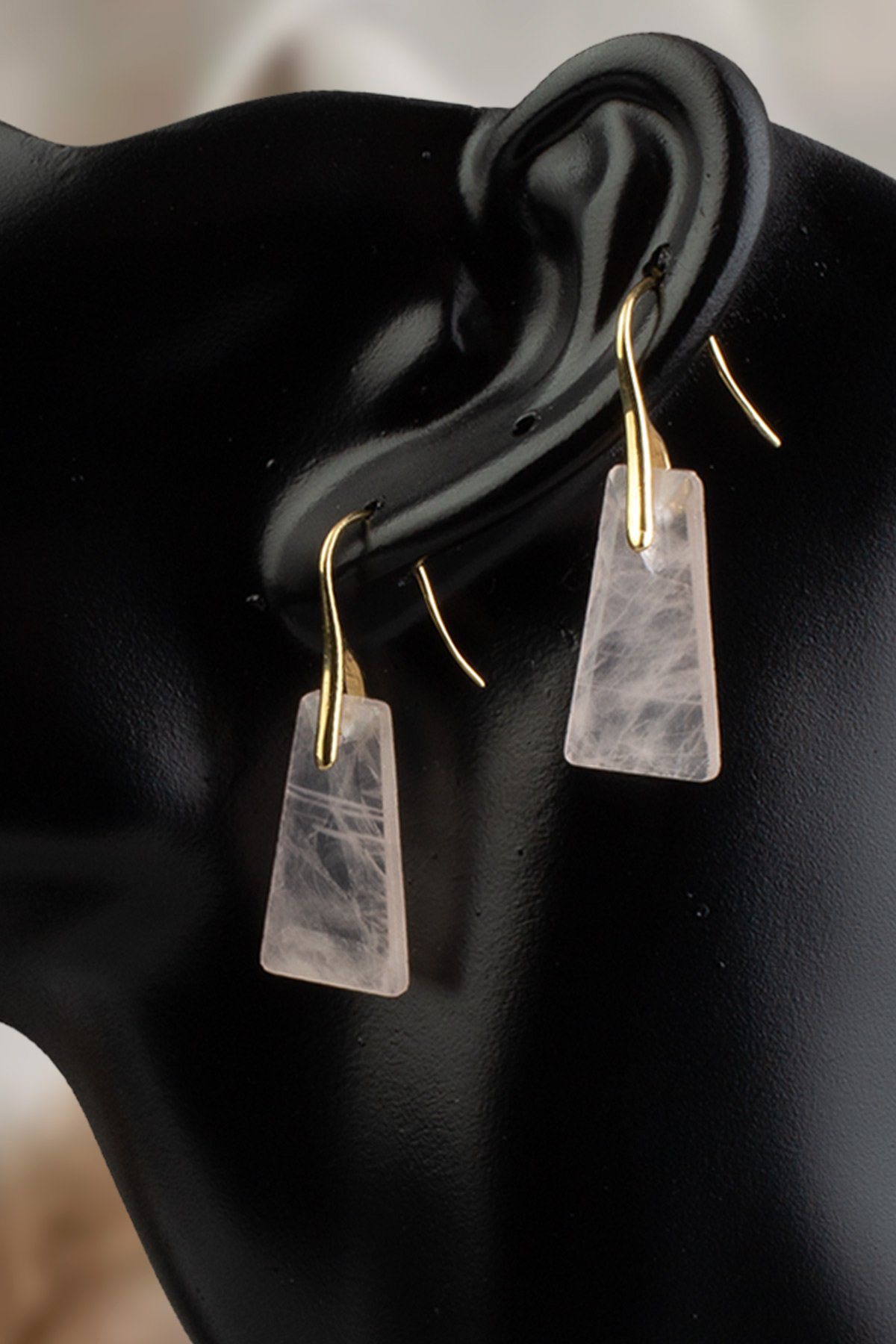 Pembe Kuvars Doğal Taş Küpe