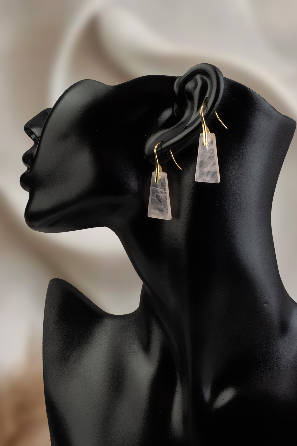 Pembe Kuvars Doğal Taş Küpe