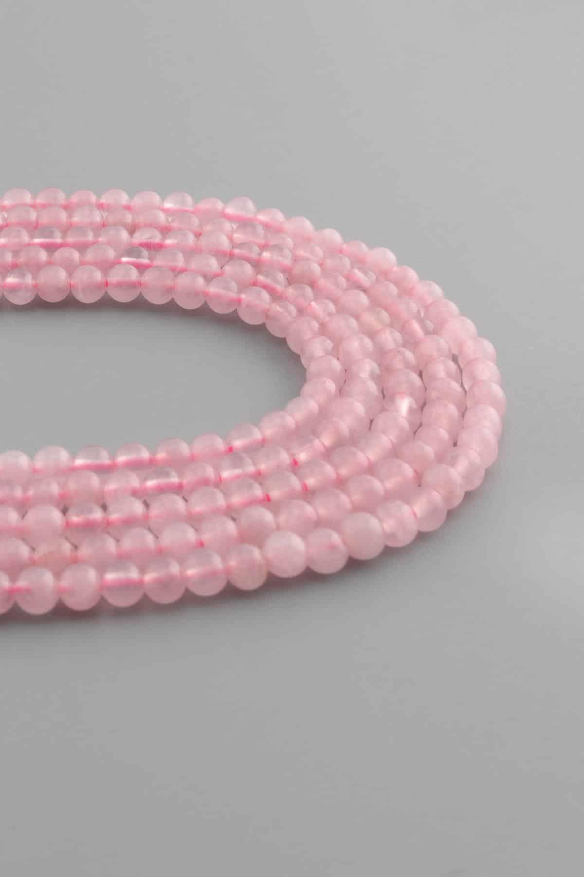 Pembe Kuvars Doğal Taş Küre Kesim 4mm Dizi [AA]