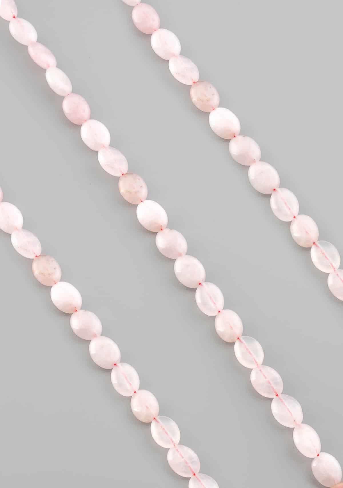 Pembe Kuvars Doğal Taş Oval Kesim 8x10mm Dizi