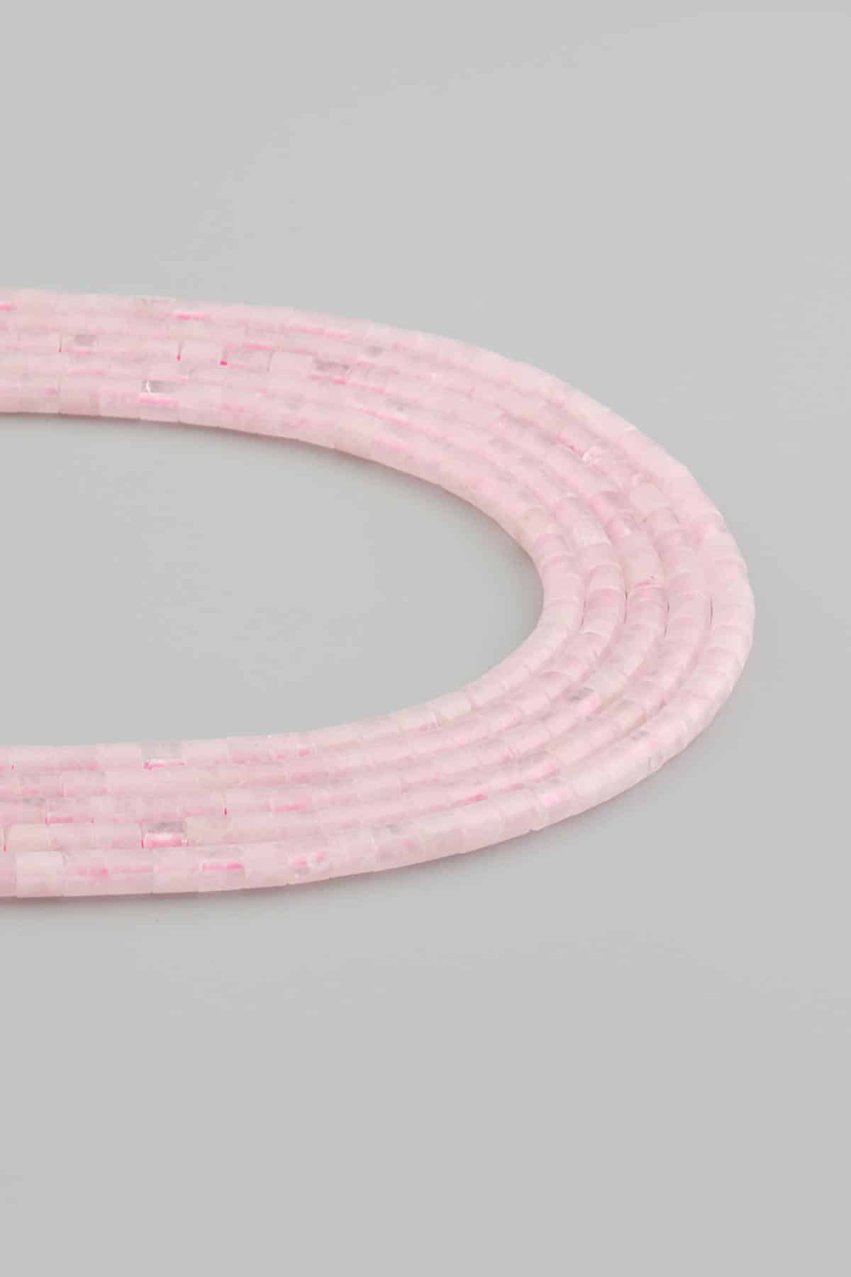 Pembe Kuvars Taşı Parlak Pembe Silindir Kesim 4x4mm Dizi [AA]
