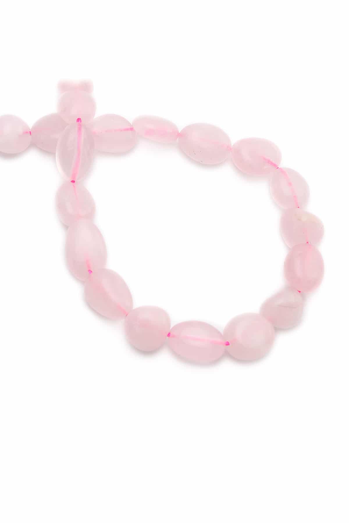 Pembe Kuvars Doğal Taş Tımbıl Kesim 6x8mm Dizi