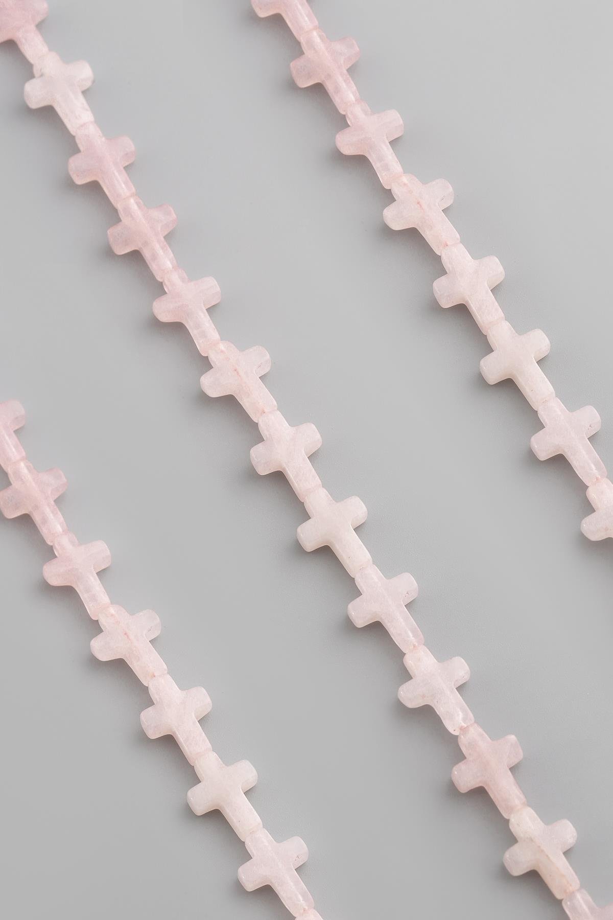 Pembe Kuvars Doğal Taş Parlak Pembe Haç Kesim 12x16mm Dizi [AA]