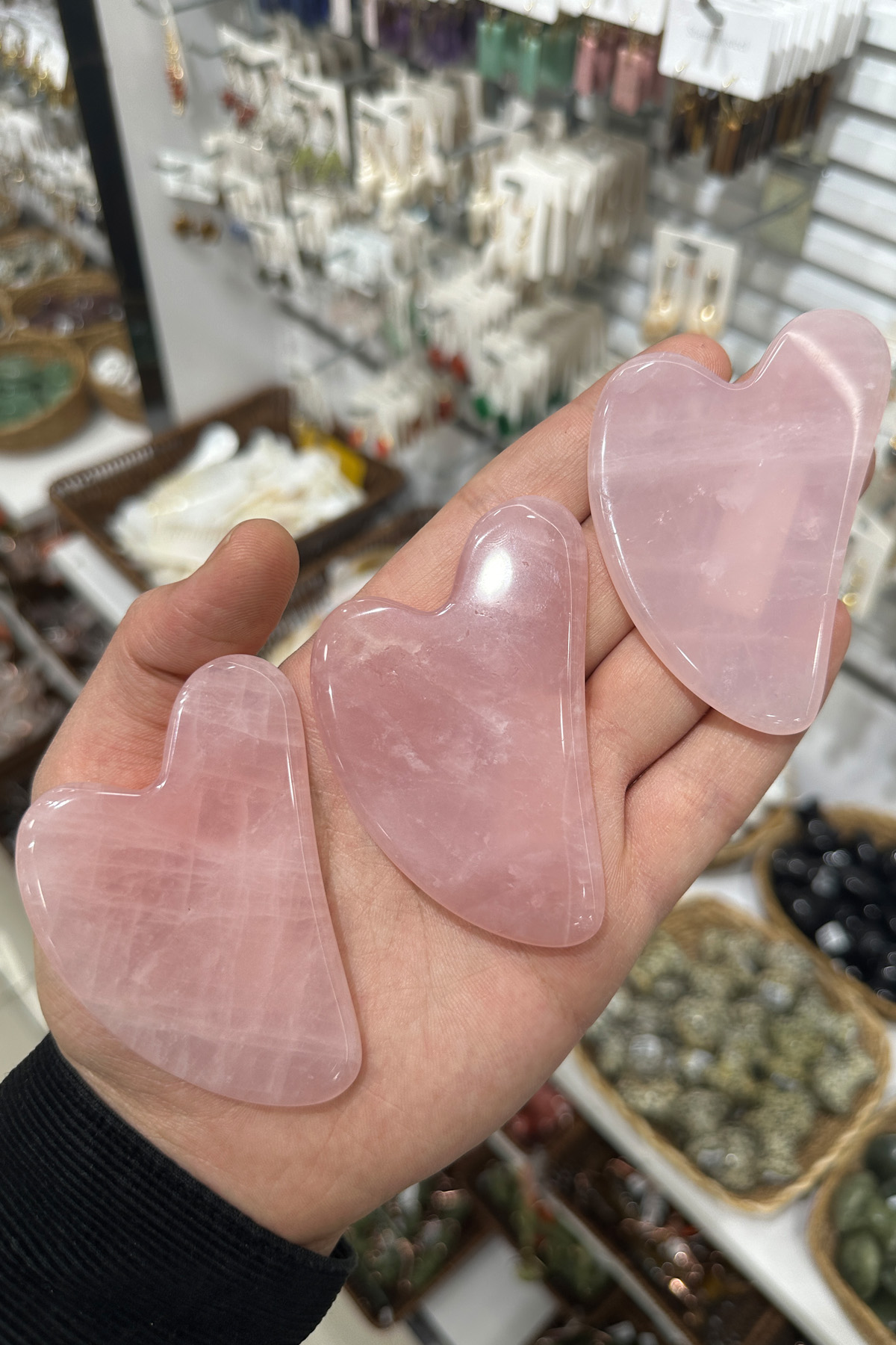 Pembe Kuvars Taşı Gua Sha Kalp Kesim Yüz Masaj Aleti [AA]