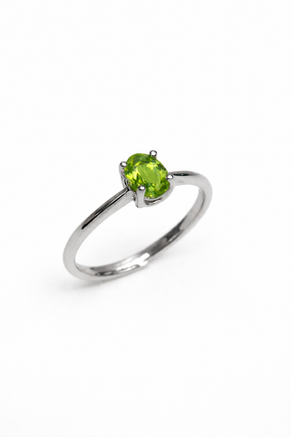 Peridot Doğal Taş Oval Kristal Kesim Ayarlanabilir Yüzük