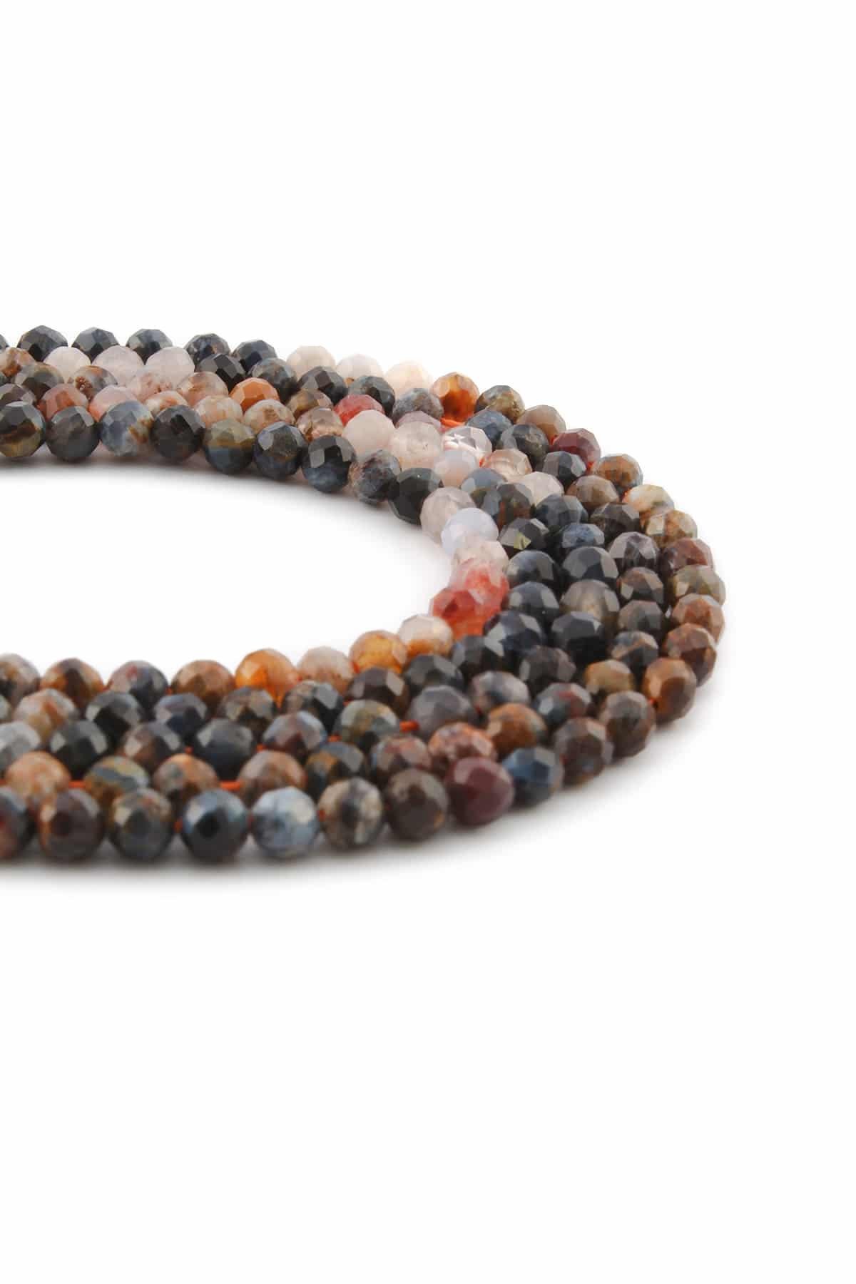 Pietersite Doğal Taş Parlak Küre Kristal Kesim 4mm Dizi