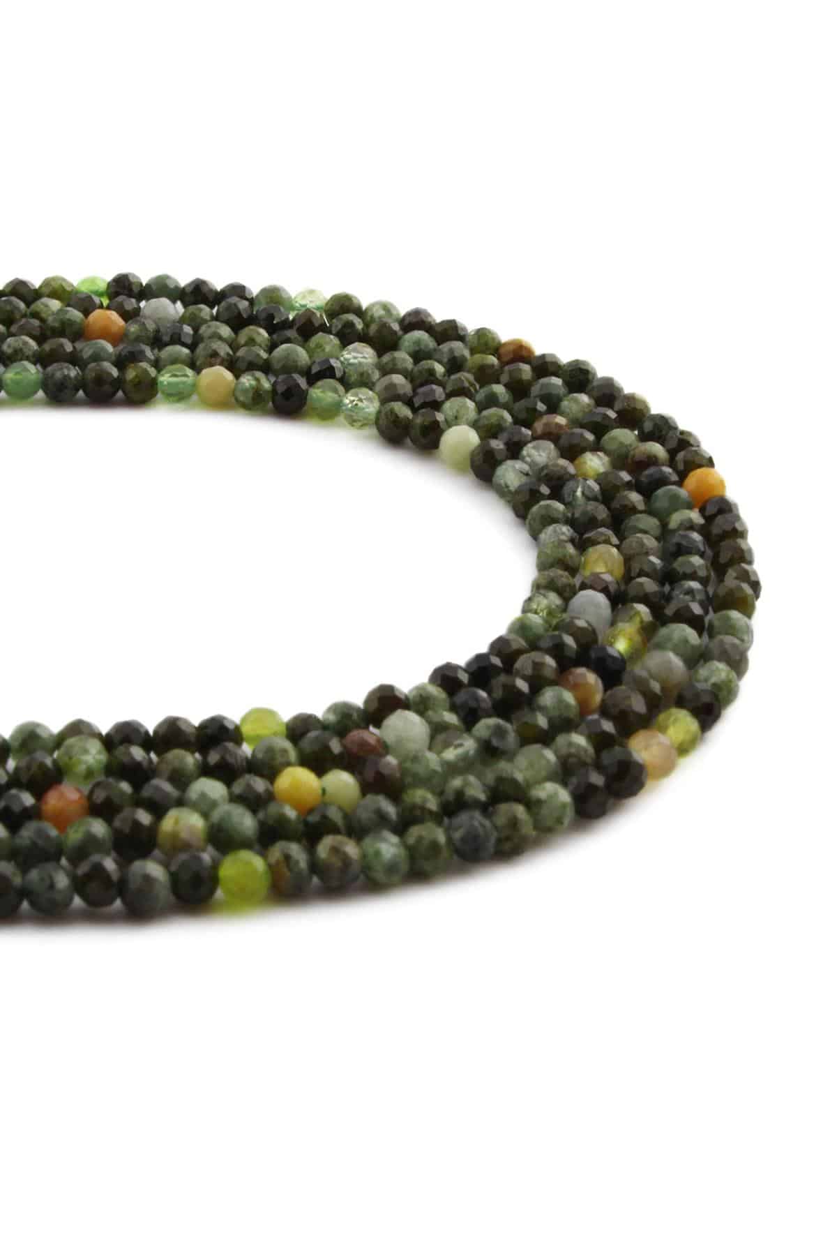 Prehnit Doğal Taş Parlak Koyu Küre Kristal Kesim 3mm Dizi