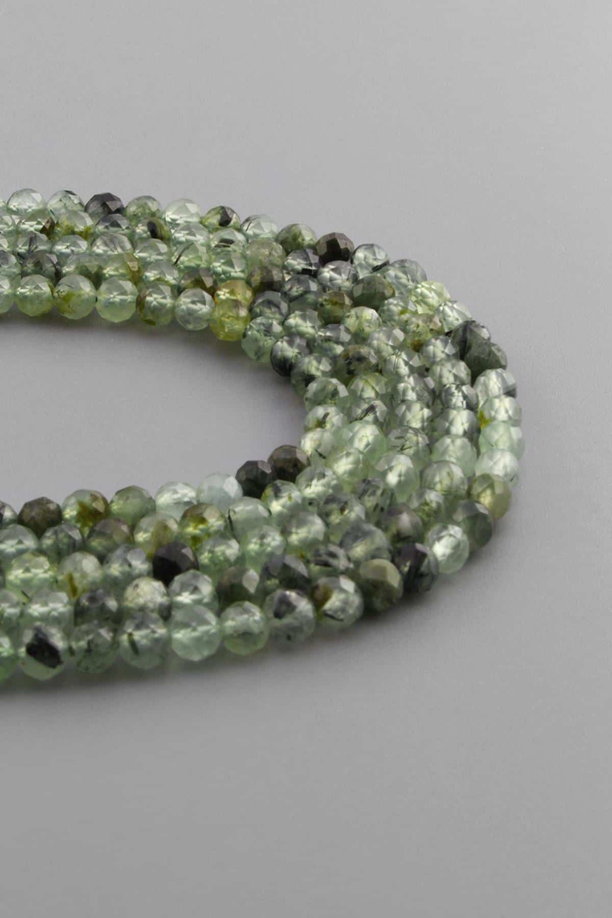 Prehnit Doğal Taş Parlak Küre Kristal Kesim 4mm Dizi