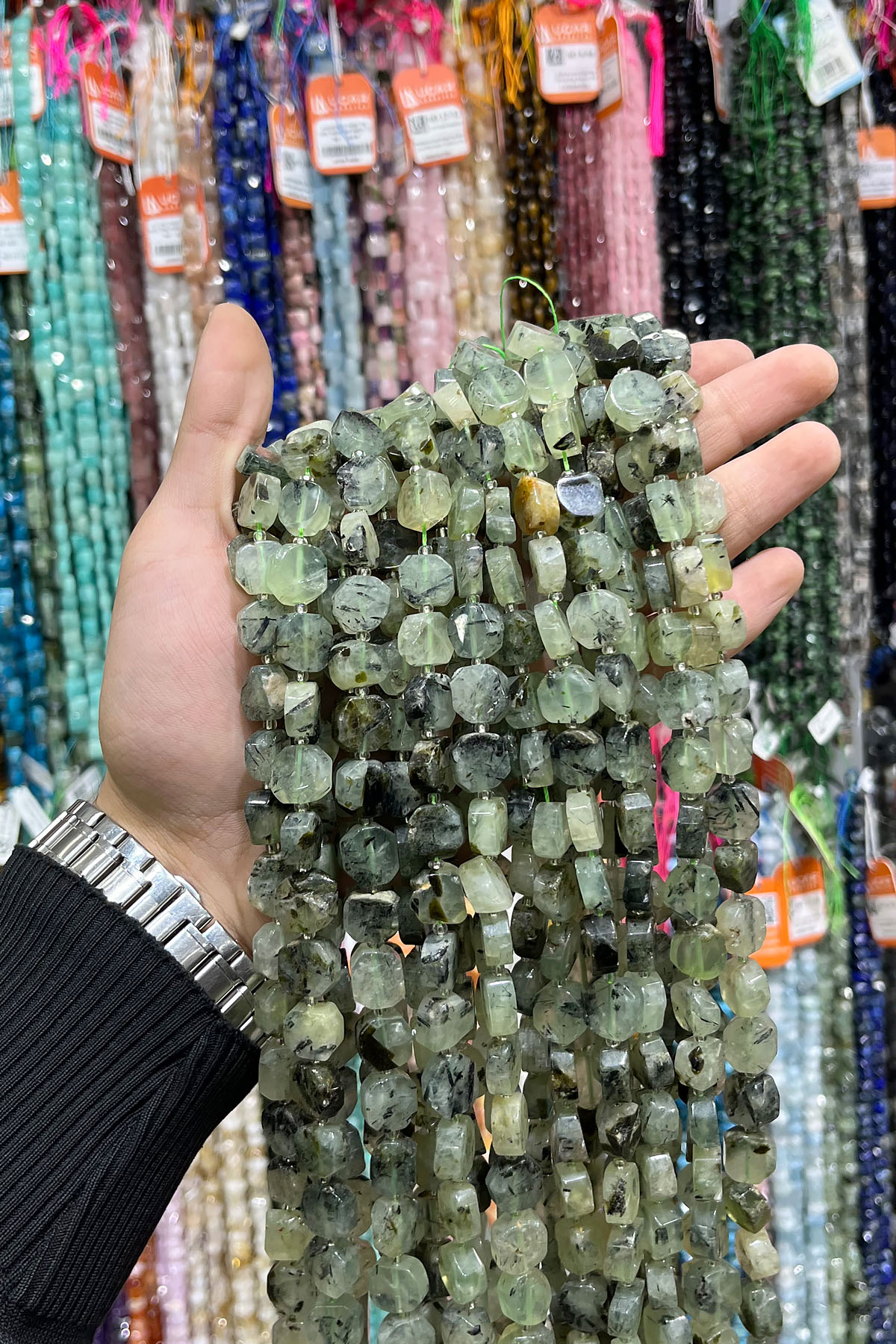 Prehnit Doğal Taş Sekizgen Kesim 12mm Dizi